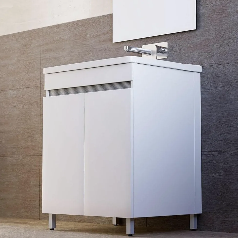 MarinelliGroup MOBILE lavatoio in ALLUMINIO con vasca in CERAMICA 63 X 51 X 86 con foro troppo pieno ALMA