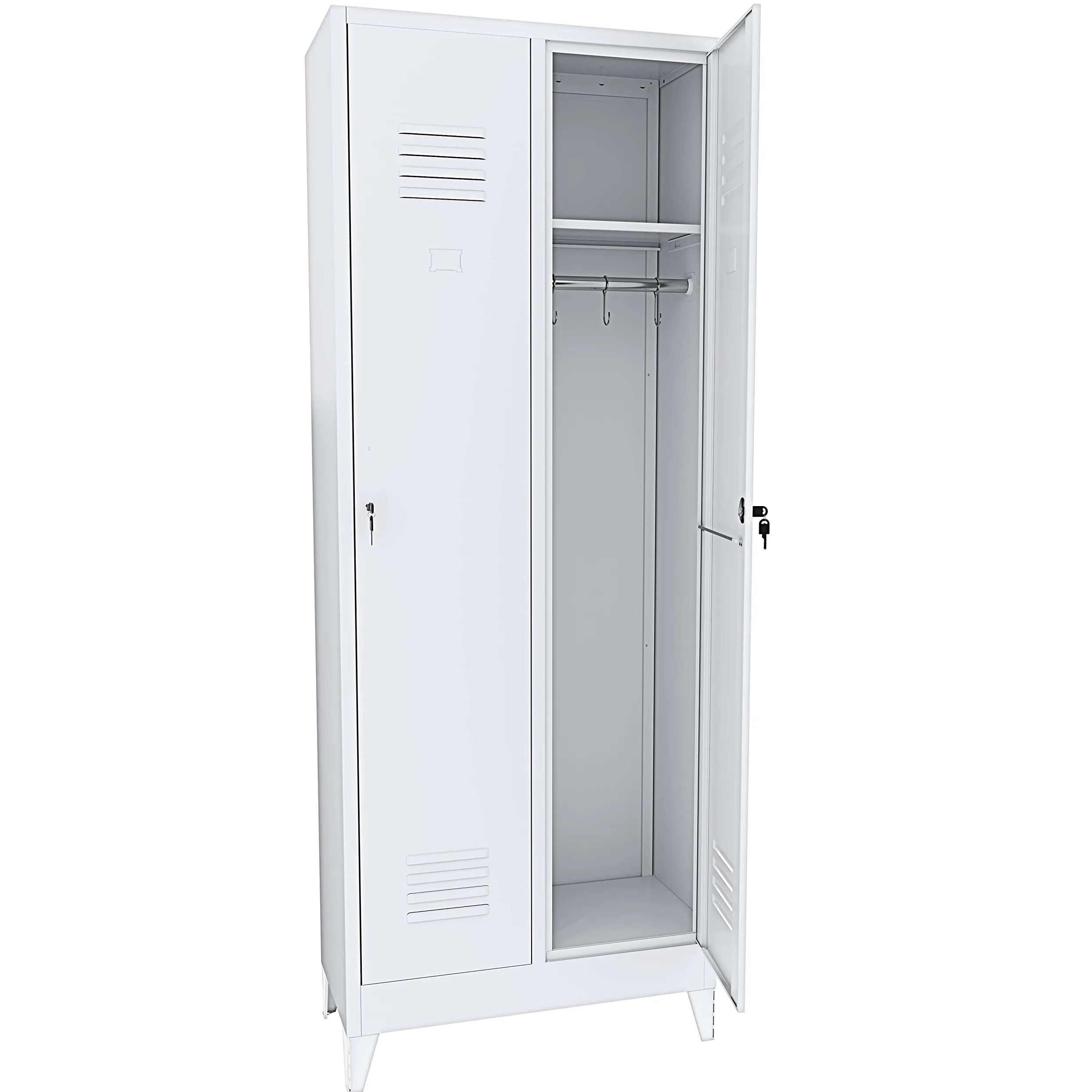 Armadietto Spogliatoio Sporco/Pulito 2 Posti In Lamiera Di Acciaio Salvaspazio Con Chiave Ripiano Appendiabiti Ganci e Porta Cartellino Per Interno Lavoro Piscina 180 x 33 x 68.5 Cm Grigio