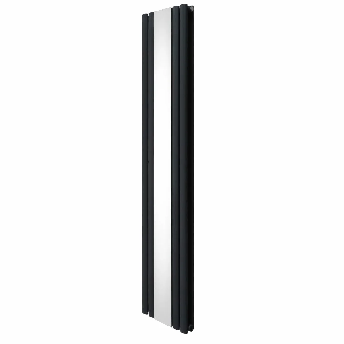 Radiatore a Colonna Ovale e Specchio Integrato 1800 x 380mm, Moderno Verticale Doppia Colonna Acciaio al Carbonio Grigio Antracite Opaco, Cucina Soggiorno Bagno [Spazzola, Attacchi Murali e Supporti