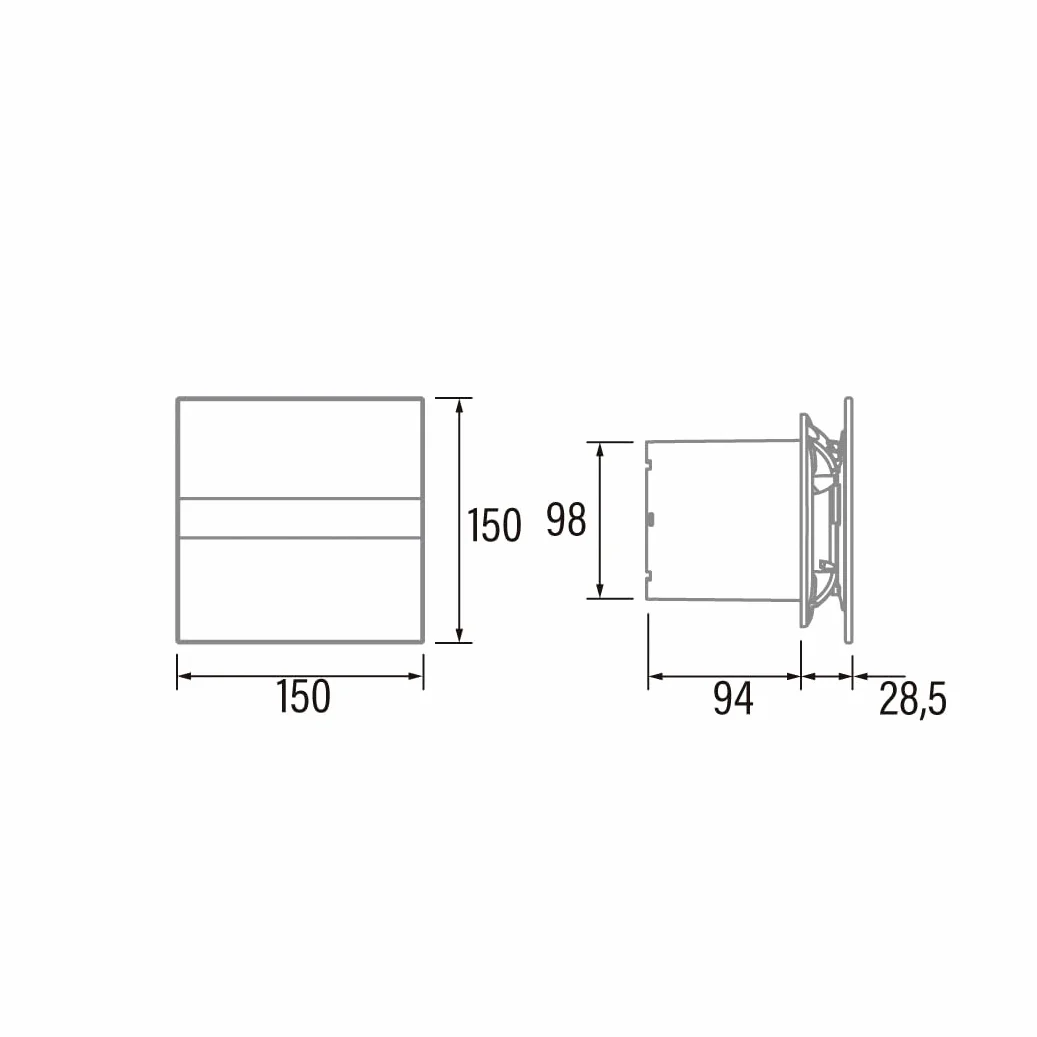 Cata E 100 GTH BK - Estrattore da bagno, Timer Hygro, 8 W, vetro nero
