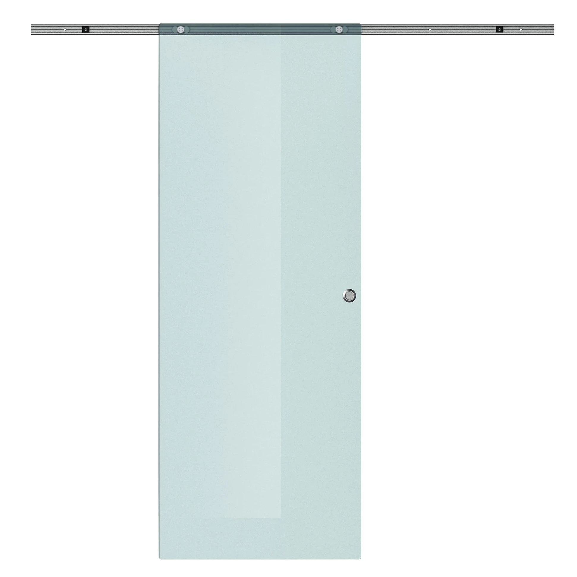 HOMCOM Porta Scorrevole in Vetro Smerigliato con Binario in Alluminio per Bagno Cucina Studio Vetro 205cm