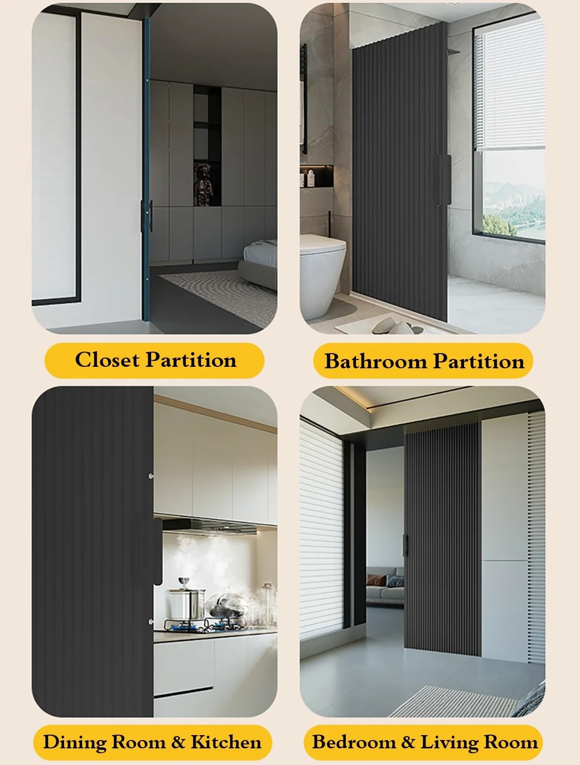 Porta A Soffietto Porte A Libro Porta Scorrevole a Fisarmonica di Dimensioni Personalizzabili, divisorio Flessibile Portatile Multi-Anta con Chiusura Magnetica per Negozi/balconi(100x195cm)