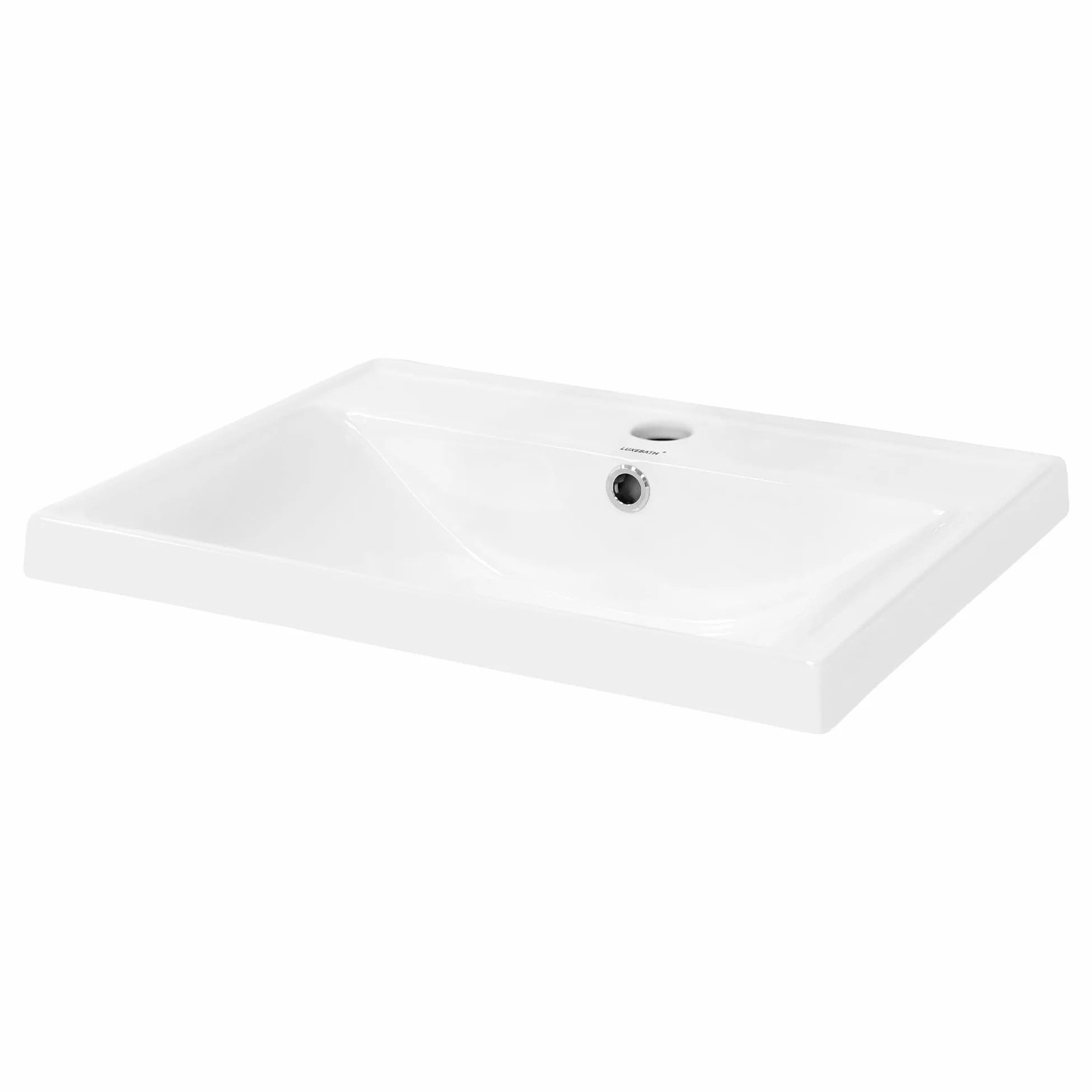 ML-Design Lavabo in Ceramica Bianca 51x15,5x41,5 cm Lavandino da Incasso Quadrato Moderno Bacinella Lavamani per il Bagno e Toilette Lavello con Scarico Standard Foro per Rubinetto e Troppopieno