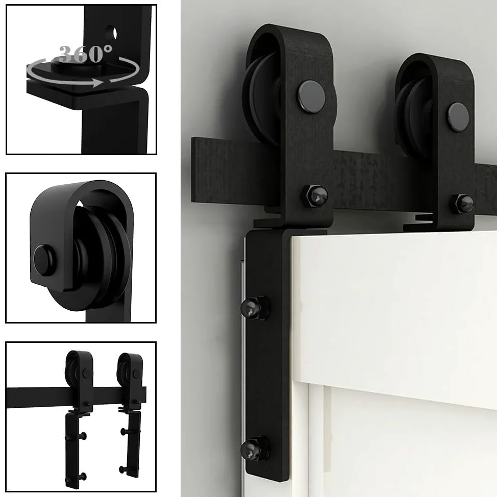 TSMST Set completo per sistema di porta scorrevole a doppia piega 107cm/3.5FT, set di binari per porta a fienile salvaspazio per 2 porte, stile base, liscio e tranquillo (senza porta)