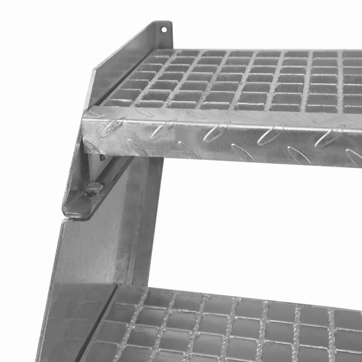 Scale in metallo aggiuntivo regolabile in altezza 90 cm Argento Acciaio zincato 2 gradini componibili Griglia resistente alle intemperie Spessore asta 5 mm Kit di fissaggio GRATUITO