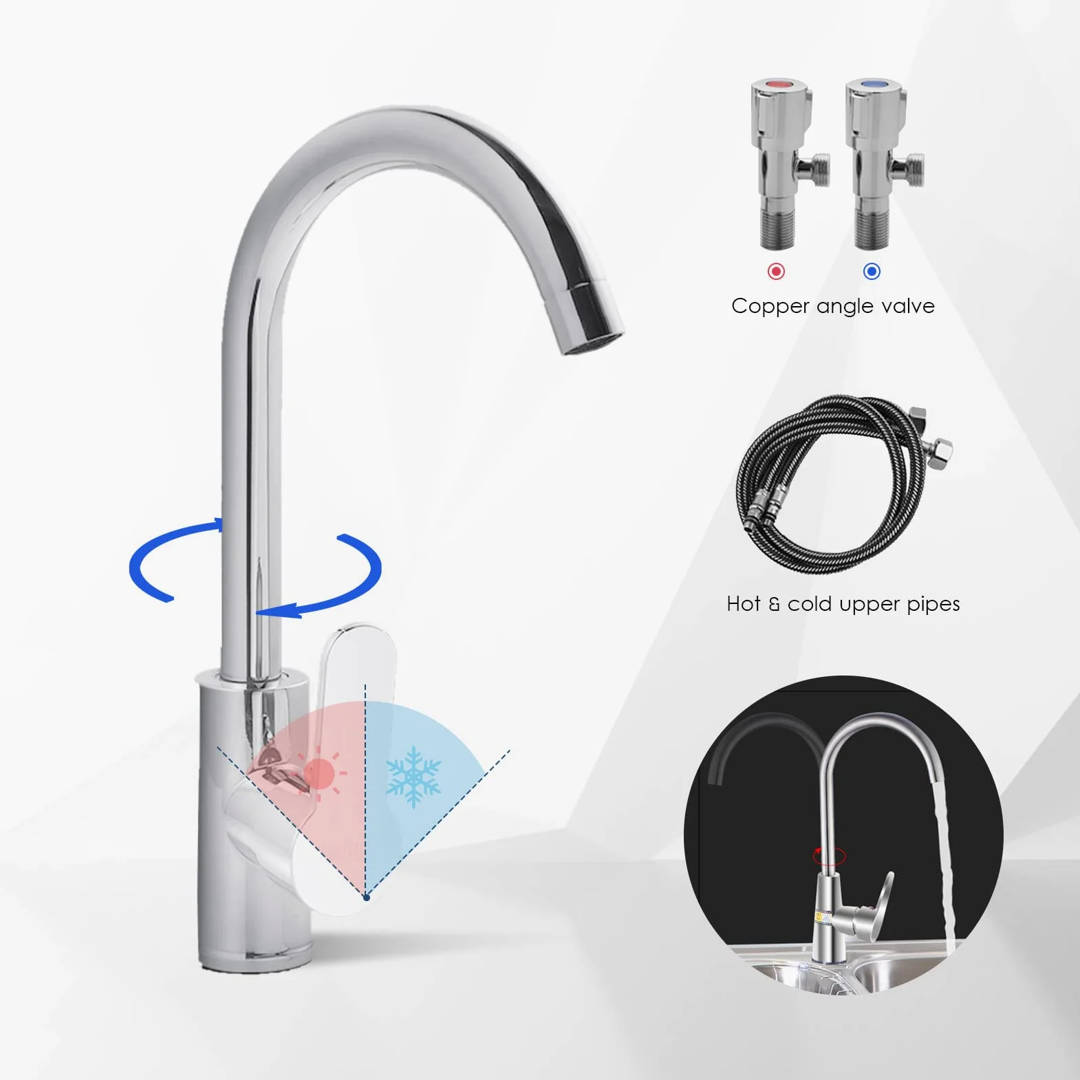 Lavello da esterno autoportante a doppia vasca, in acciaio inox, con rubinetto, portatile, per cucina, ristorante, ripiano portaoggetti per garage, lavanderia, 80 cm L x 45 cm P x 85 cm H