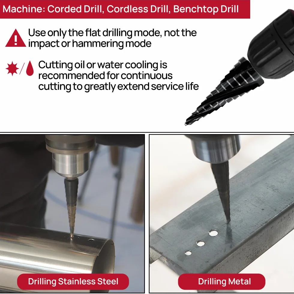 FOCSTOL Fresa Conica per Metallo - 4-22mm Punta Gradini Cobalto M35 con Attacco Esagonale Cambio Rapido per Acciaio Inox Metallo Alluminio Rame Plastica Legno