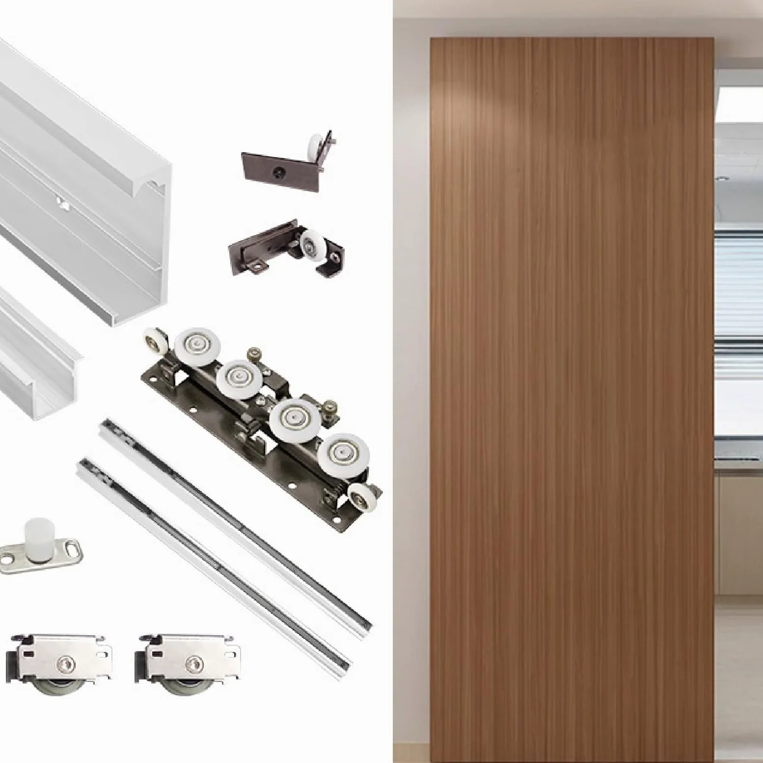 Kit per Porte scorrevoli Invisibili,Binario Porta Scorrevole Invisibile,Kit per Porta Invisibile,Funzionamento Fluido,Design Invisibile,Adatto per camere da Letto