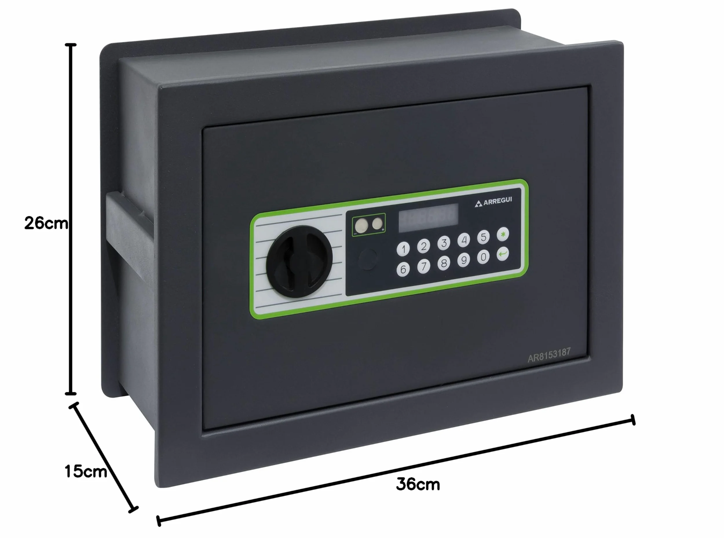 ARREGUI Supra 241120 Cassaforte a muro con serratura a chiave | Cassaforte da incaso a parete con Fondo Estensibile | Alto livello di sicurezza | Facile da installare | 26 x 36 x 15/25 cm
