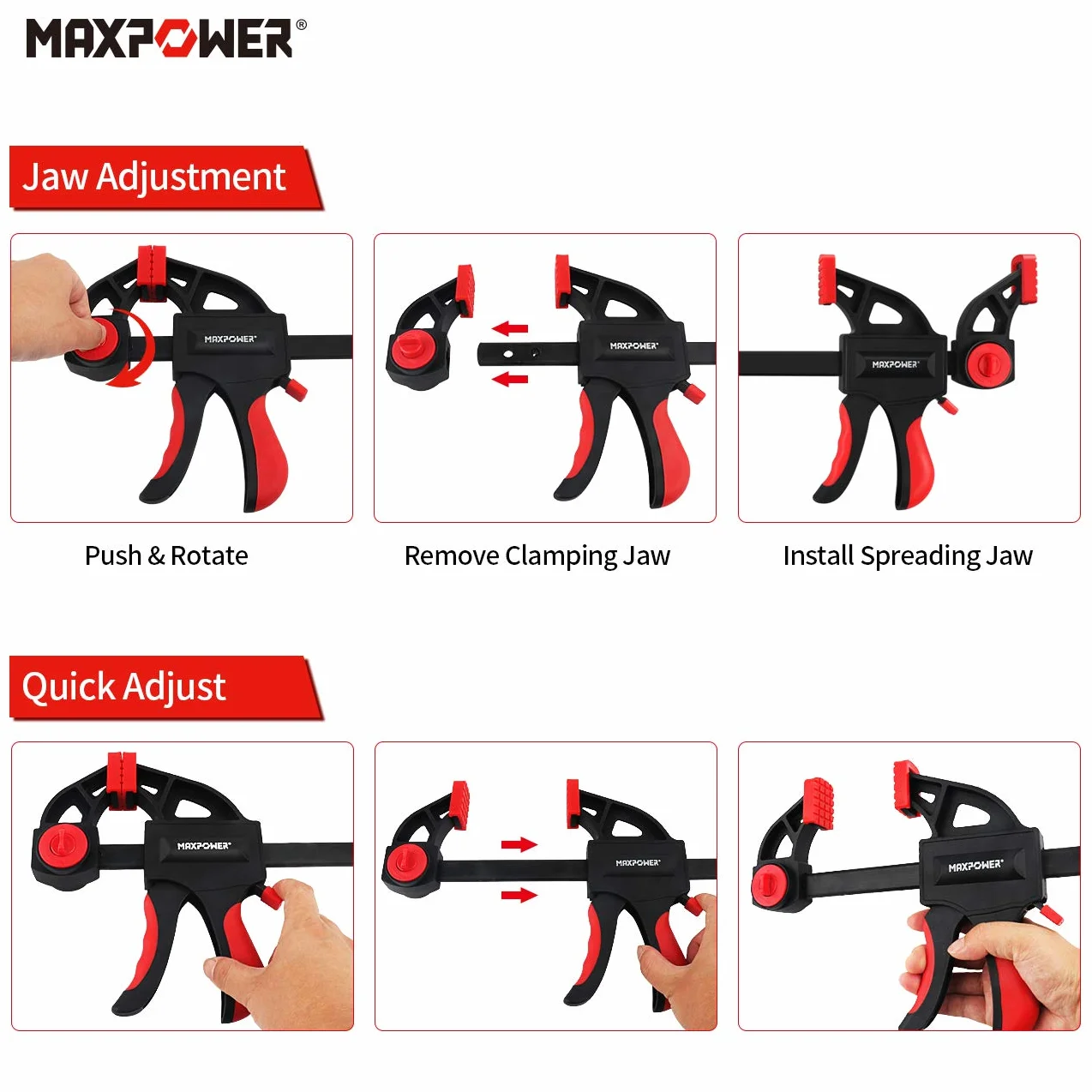 MAXPOWER 4 Pieces Morsetti da Falegname 600mm Forte e Robusto Morsetti per Legno 60cm