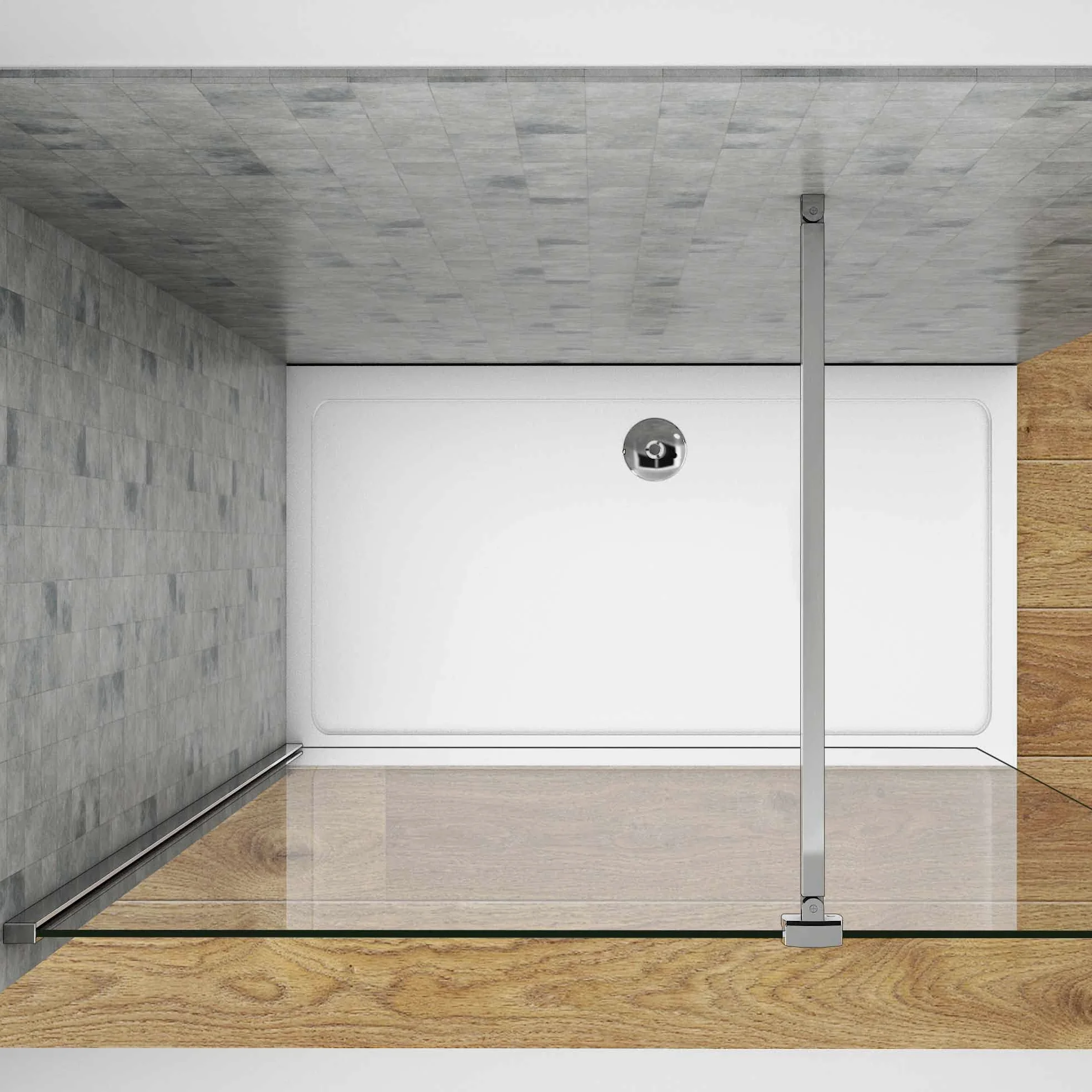 Doccia Walk In 185 cm Larga 85 cm Parete Fissa da 6 mm Vetro Temperato Trasparente Anticalcare Barra Stabilizzatrice da 90 cm