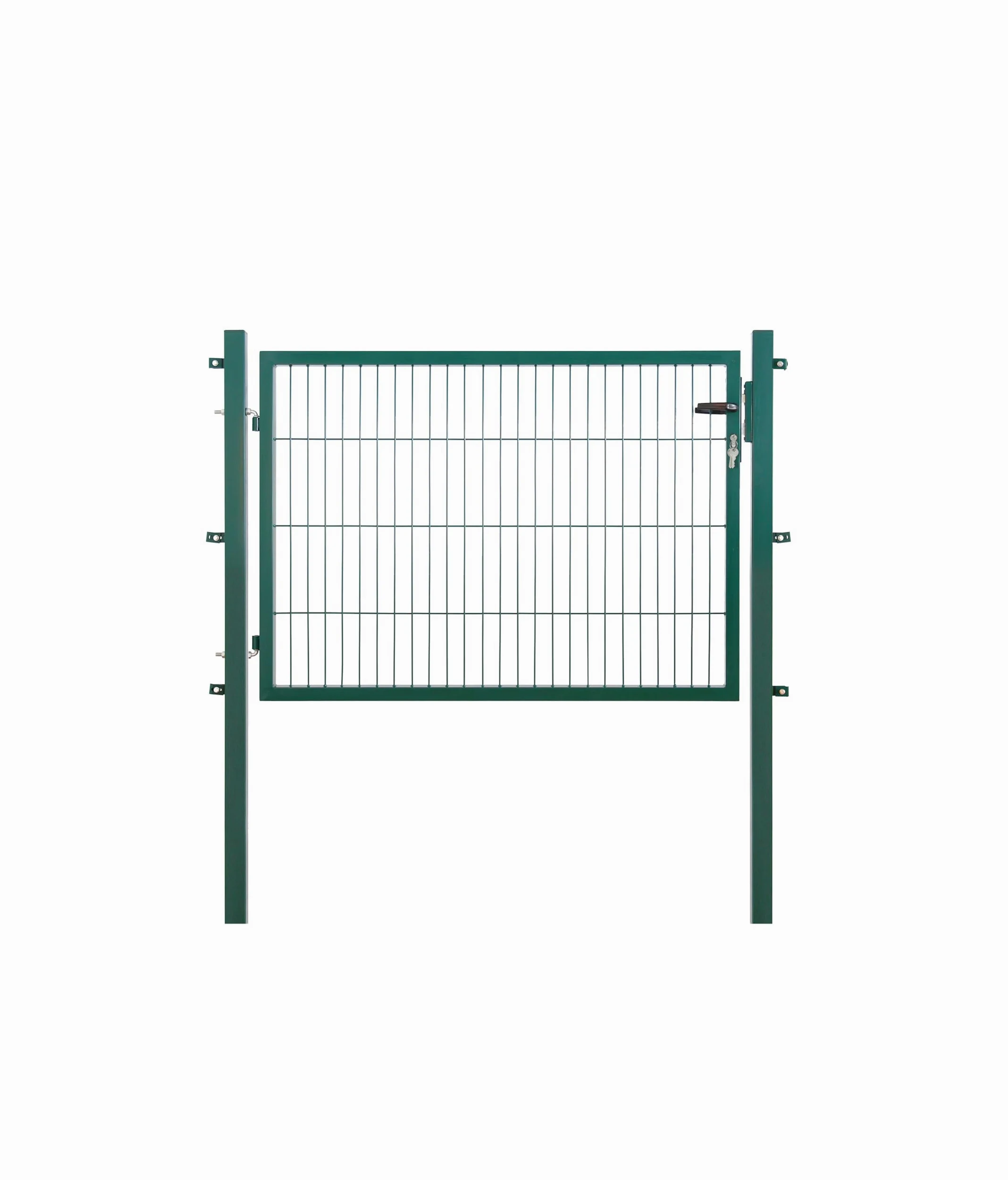 Cancello da giardino, extra largo, larghezza 150 x altezza 80 cm, verde RAL 6005, cancello singolo con palo e cilindro di chiusura, zincato e verniciato a polvere, resistente ai raggi UV e alle