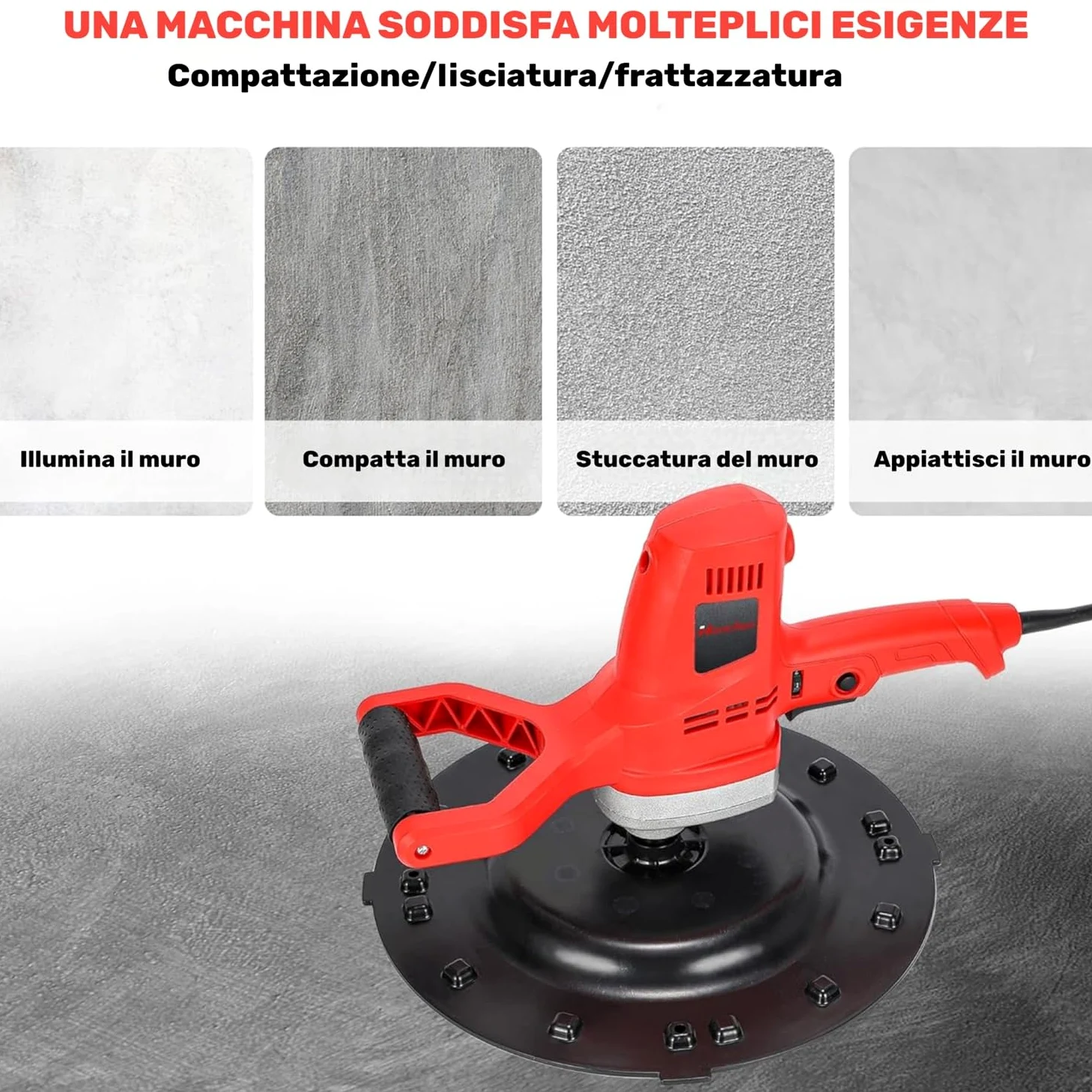Frattone Frattazzatrice Frattazzo Elettrico 1680W con 6 Regolazioni di Velocità Levigatrice per Muro Pareti Cazzuola Lisciante per intonaco Rifiniture Murali