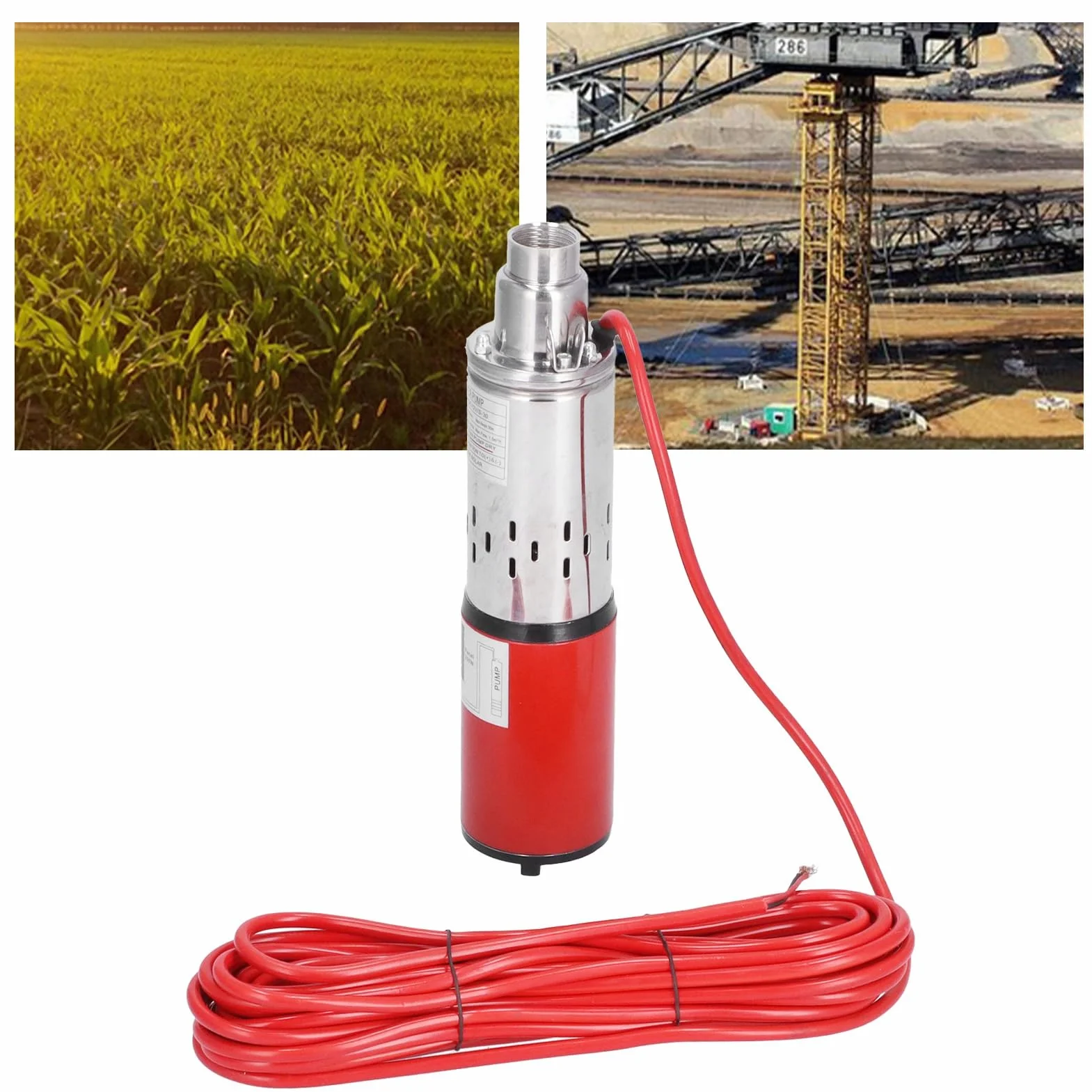 Pompa Sommersa DC12V Acciaio Inossidabile Rosso Pompa Sommersione per Pompe Solari Industriale
