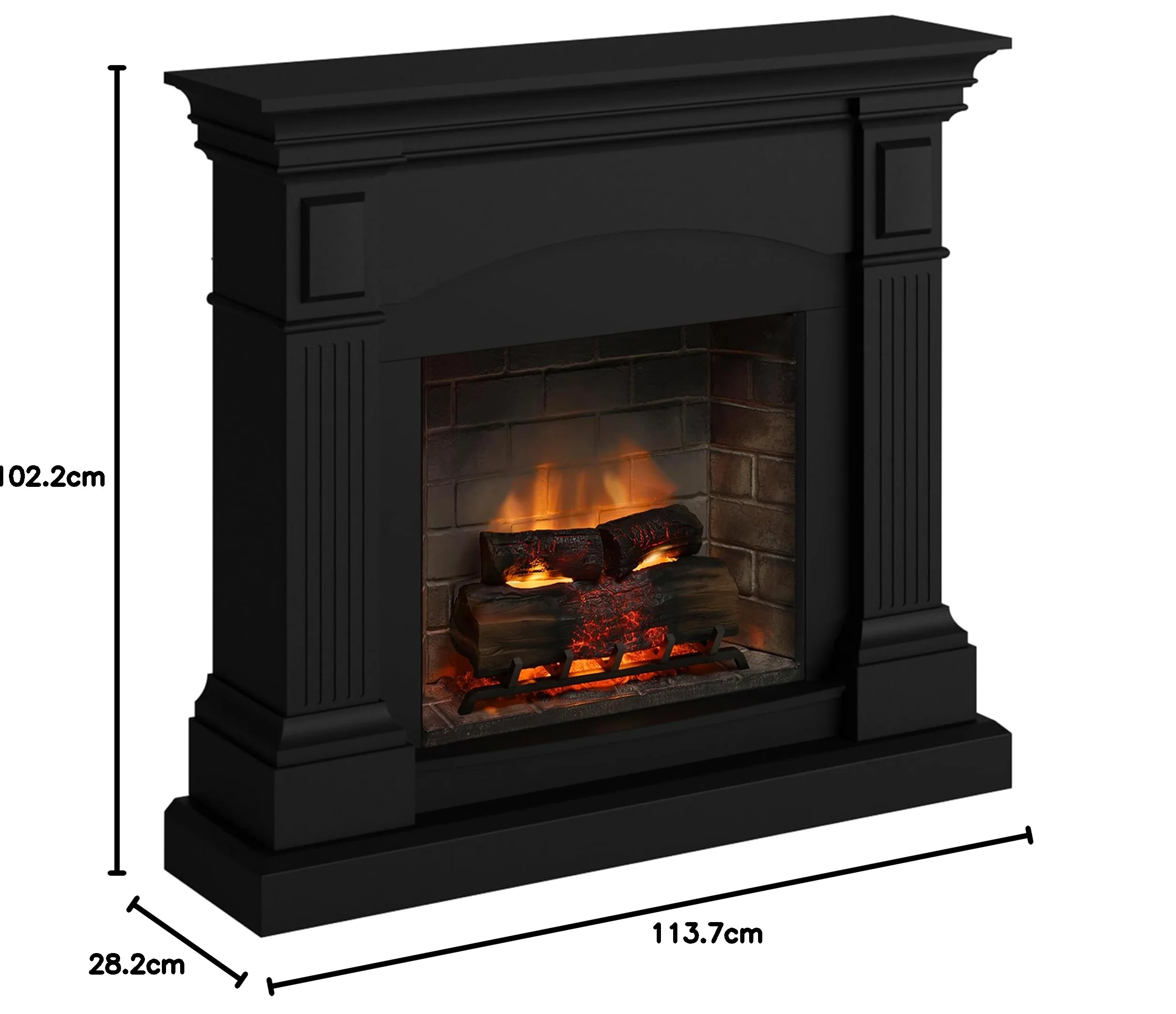 TAGU Magna Camino Elettrico con PowerFlame 2, Riscaldatore e Termostato, Suono Crepitante, Wi-Fi e Luce Ambientale (Nero Profondo)