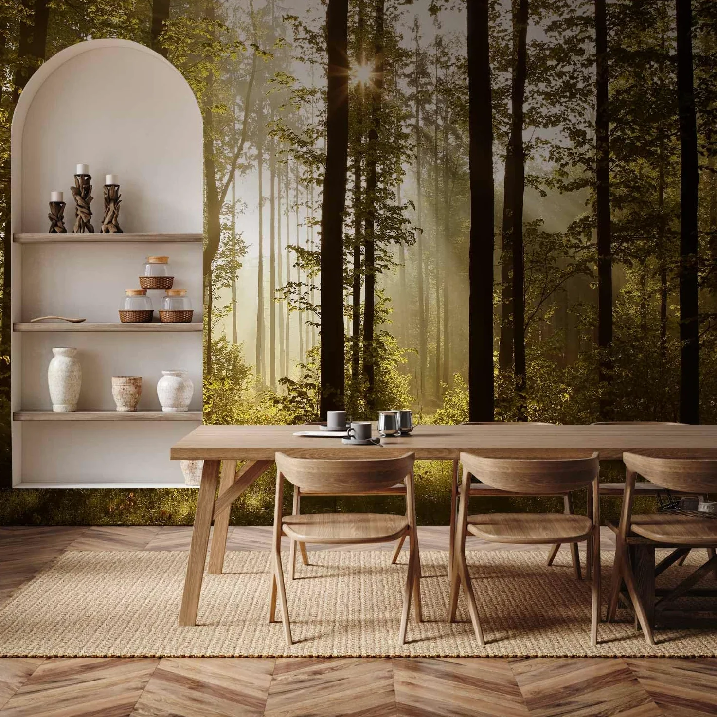 murando - Carta da Parati Adesiva Bosco Foresta 490x350 cm Fotomurali Adesivi Murali Rivestimento Parete Moderna per Pareti Adesiva Muro Decorativo FotomuralePaesaggio Natura Bosco Foresta Fiori