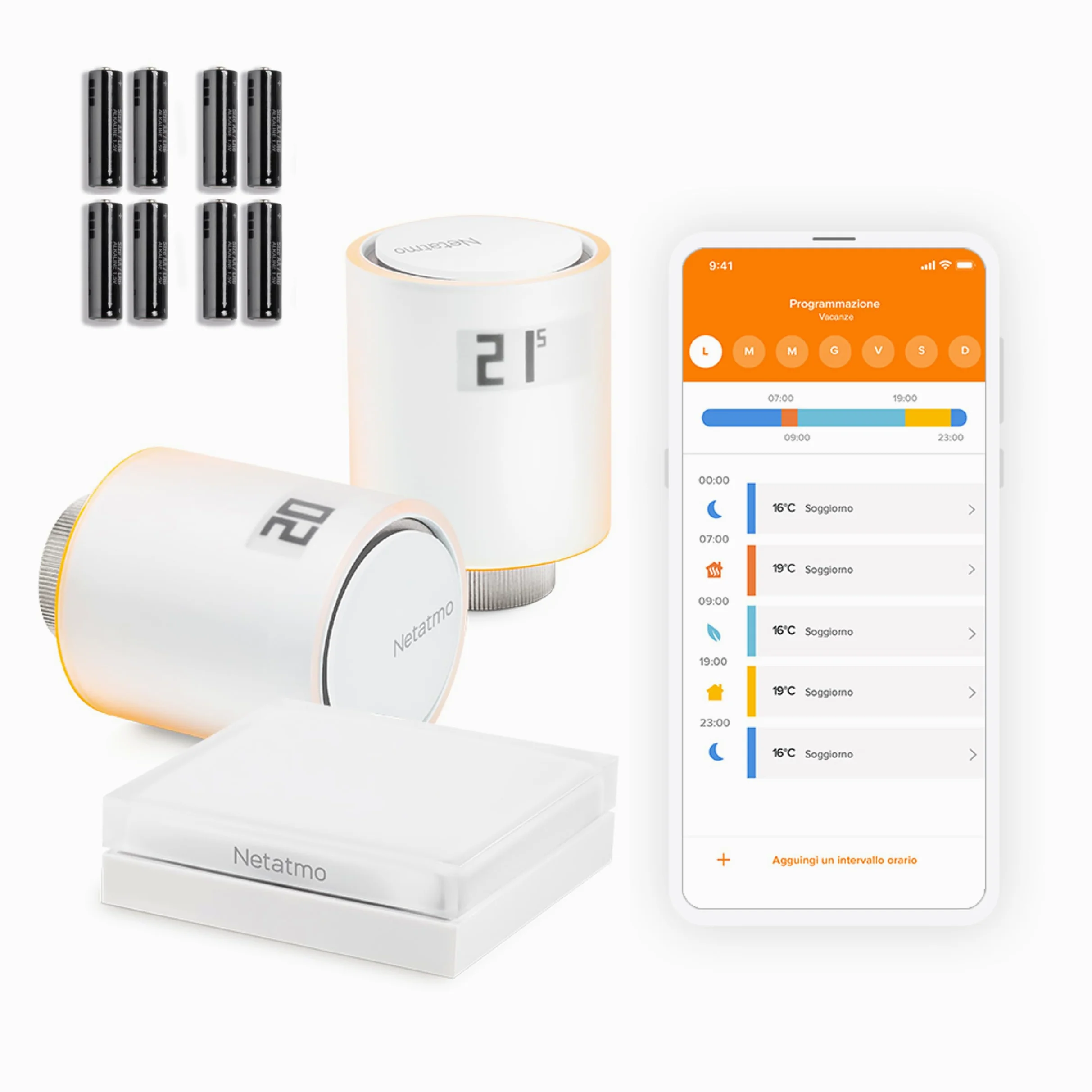 Netatmo Starter Pack Valvole Smart Wifi per Radiatore, Controllo remoto, Risparmio energetico, Pacchetto riscaldamento collettivo, Compatibile con Amazon Alexa, Apple e Google NVP-AMZ