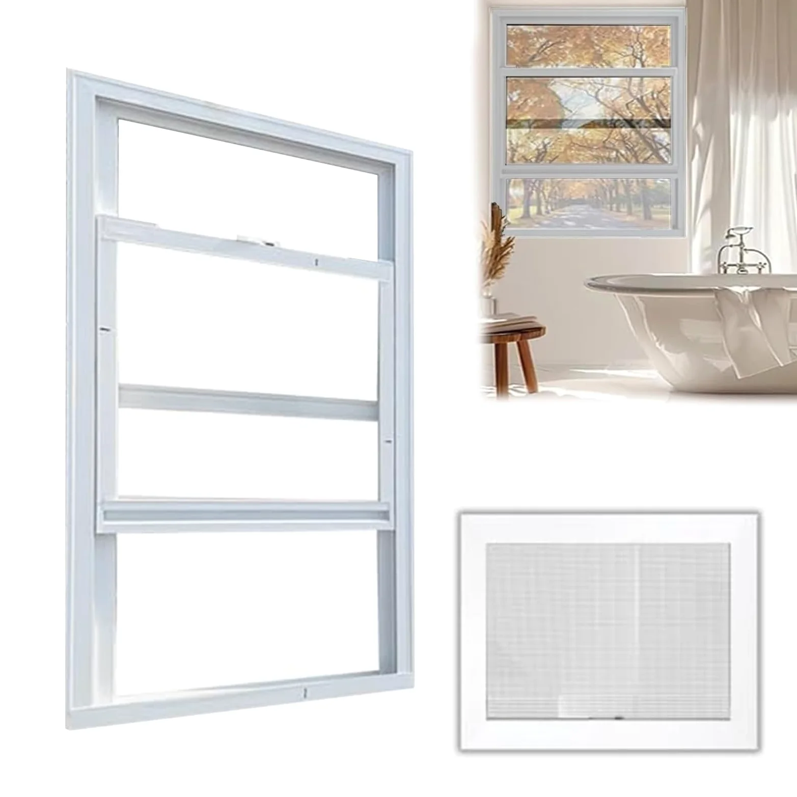Finestra Finestre Scorrevoli in Alluminio con Zanzariera e Vetro, 30 36 46 51 61 71 76 81 91 Cm Cantina Capannone Pollaio Soffitta Bagno Finestra, Piccola Finestra di Ventilazione(White,12x18in/30x46c