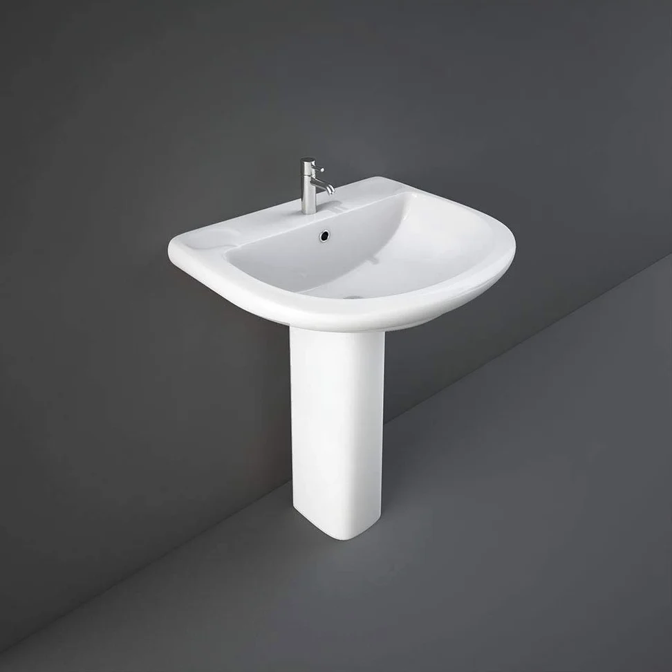 Inbagno Lavabo con Colonna Ceramica RAK Ceramiche Serie Orient Completa di Colonna