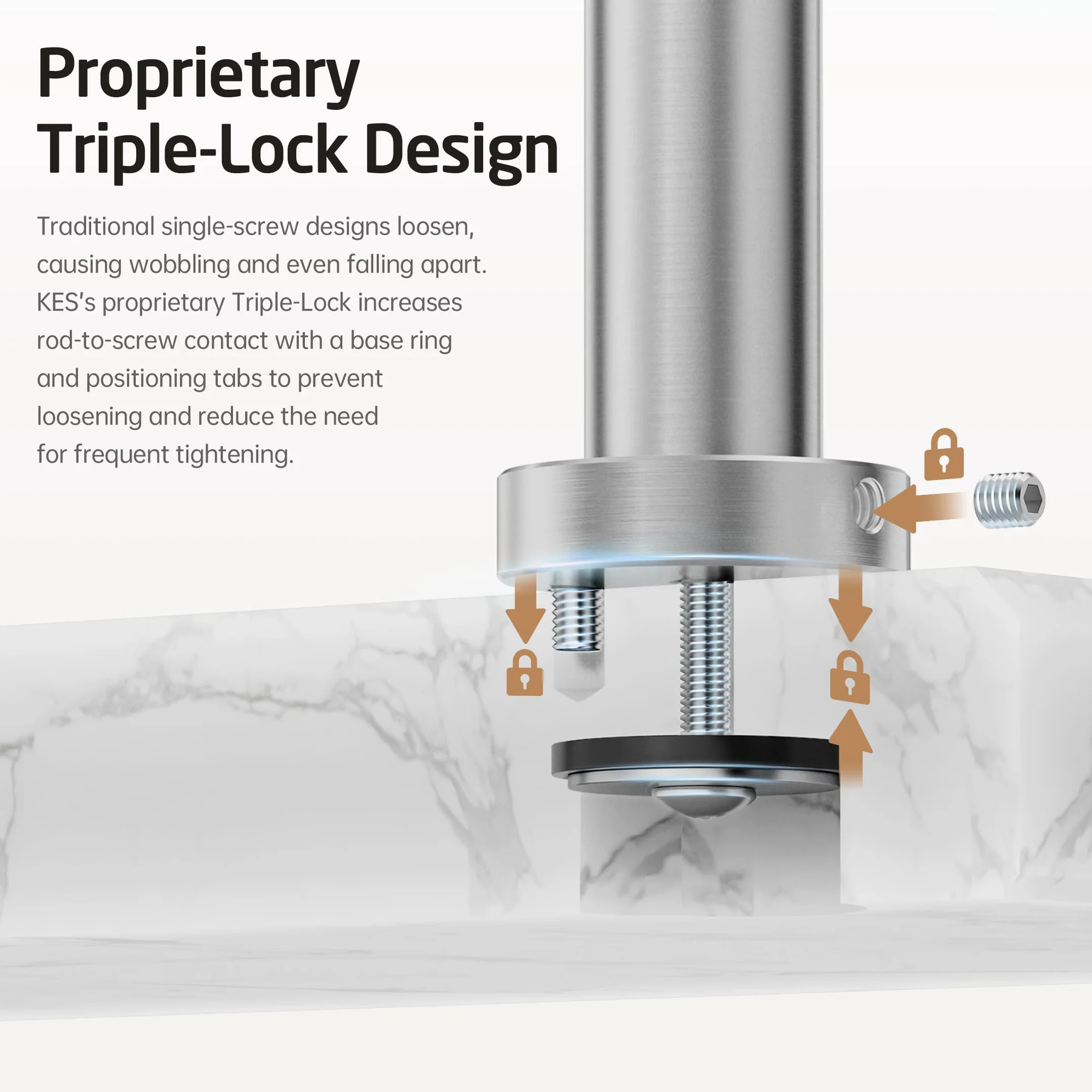 KES Porta Asciugamani Bagno da Terra Doppia Porta Asciugamani con 2X Più spesso Base Marmo Porta Asciugamano Acciaio Inossidabile 18/8 Portasalviette Spazzolato, BTH235-2