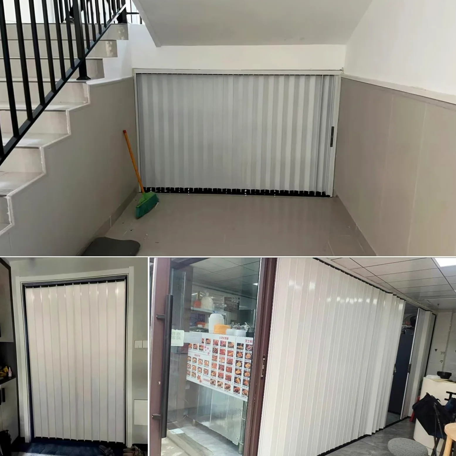 Porta a Soffietto Larghezze: 60 65 70 80 90 100 cm, Cancello a Soffietto Bianco con Serratura per Esterni, Porta Scorrevole Pieghevole per Divisorio Ambienti/Patio(39x98in/100x250cm)