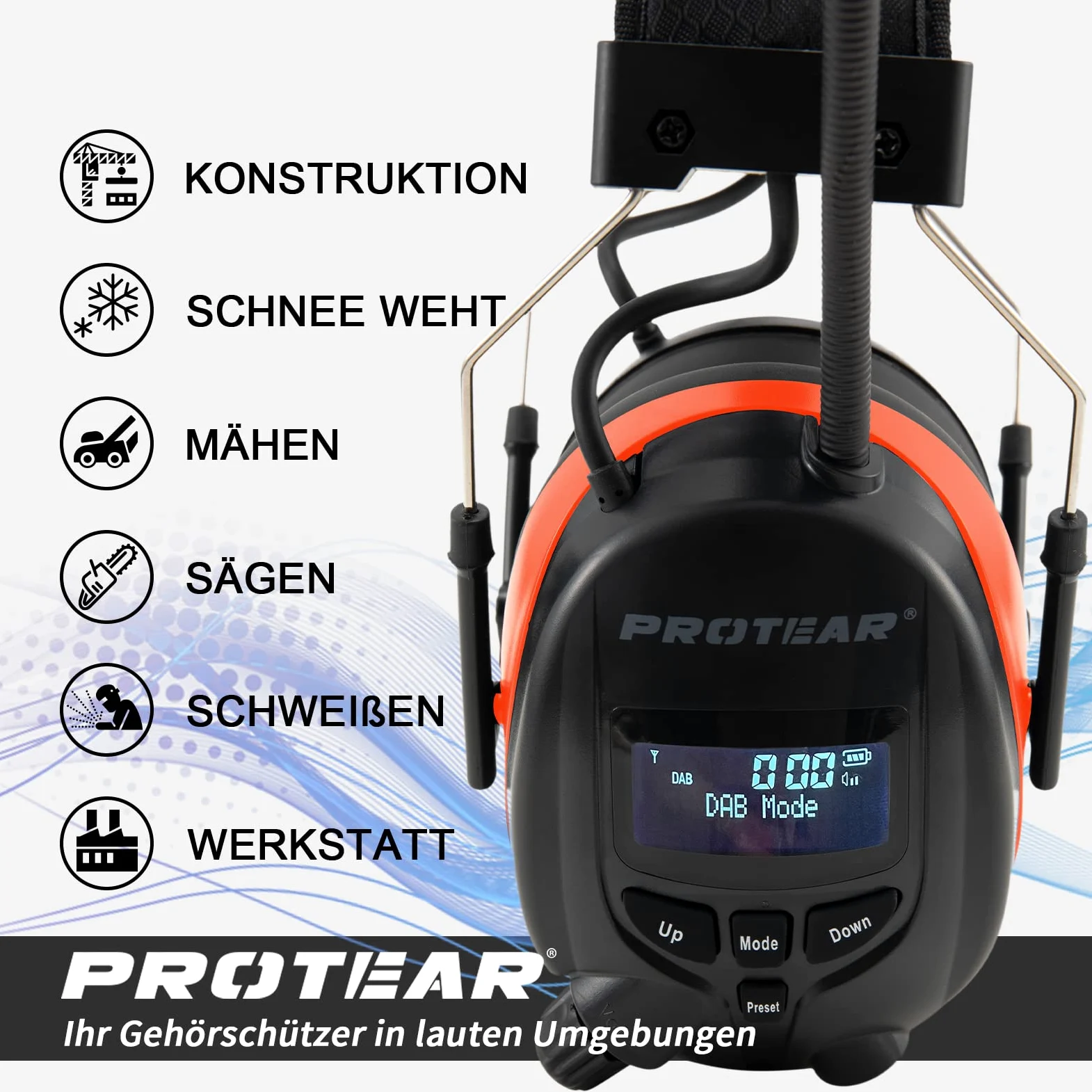 auricolari con radio DAB + / FM e Bluetooth, cuffie senza fili con cancellazione del rumore