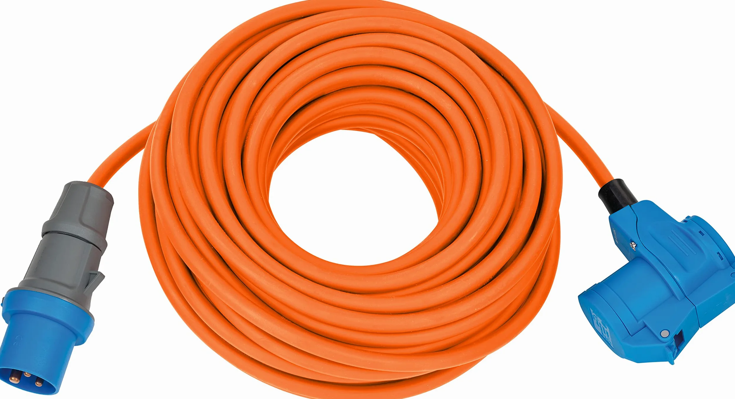 Brennenstuhl Cavo di prolunga CEE da campeggio con spina CEE e attacco angolare con presa combinata con contatto di protezione (cavo da 25 m di colore arancione, 230 V/16 A, uso esterno, prodotto in