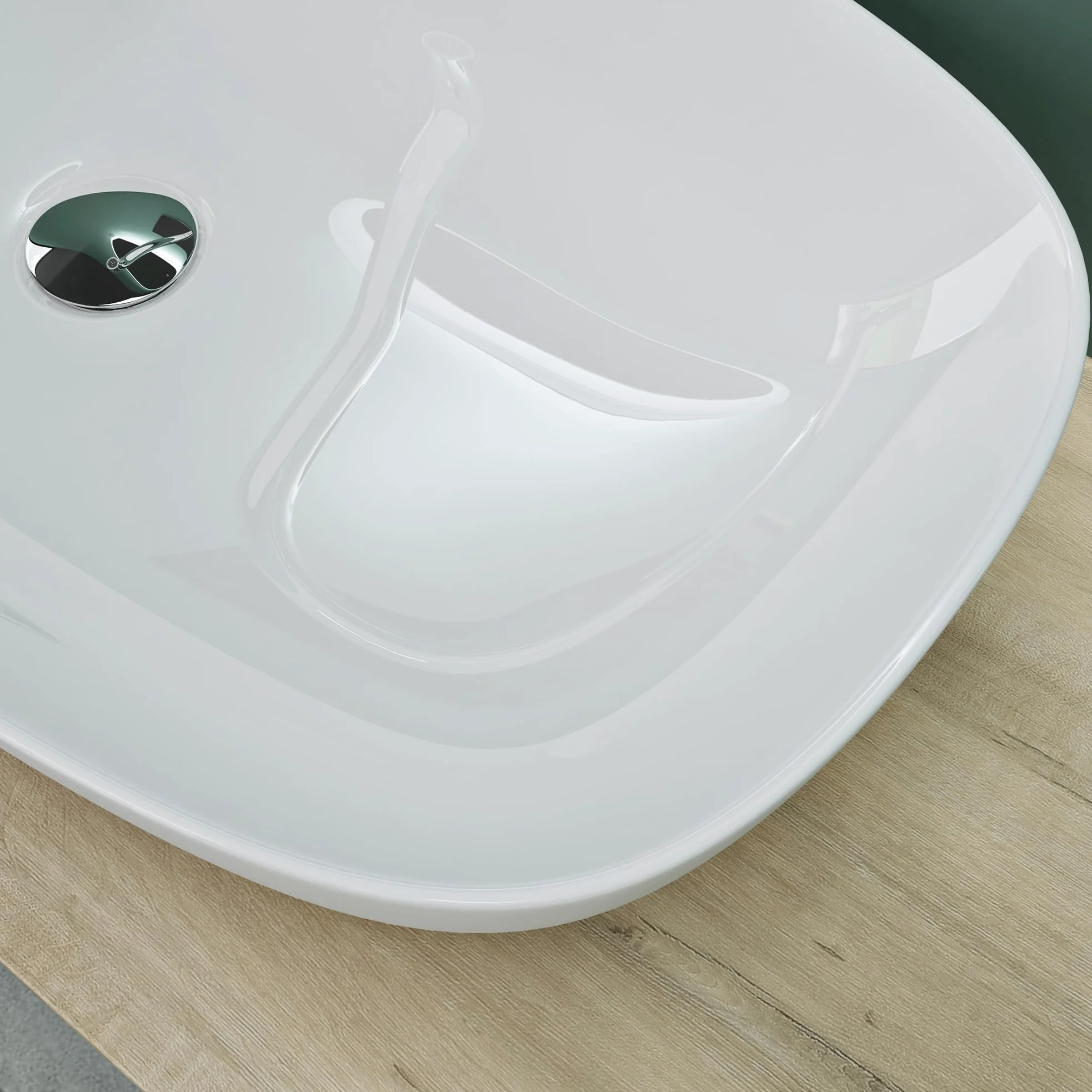 Mai & Mai Lavabo da Appoggio 70x37x13,5cm, Lavandino Bagno in Ceramica con Nano Rivestimenti inclusi, Bianco, Brüssel104