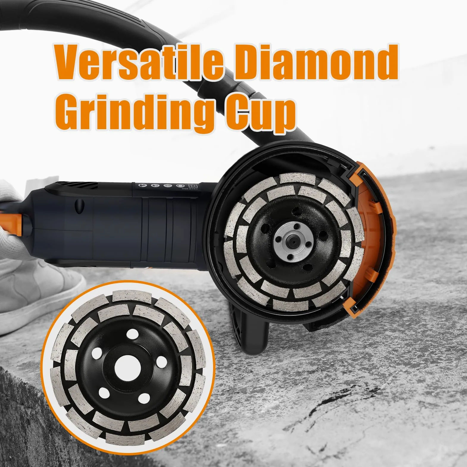 Levigatrice per Cemento 1500W, MAXXT Smerigliatrice per calcestruzzo 1000-8500RPM 7 Velocità Regolabili, Levigatrice per Calcestruzzo con Protezione Rimovibile