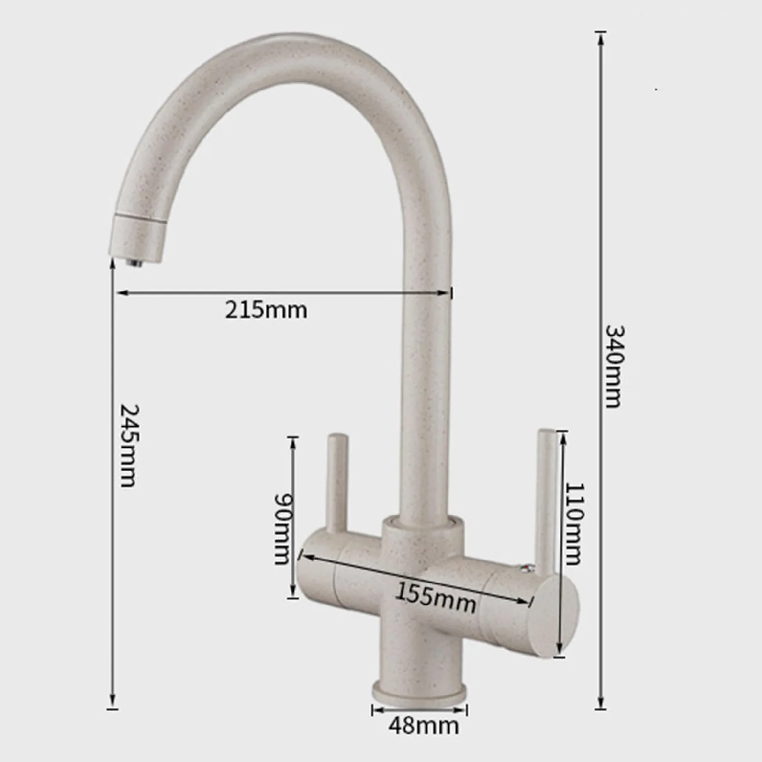 XJTNLB Rubinetto Depuratore Acqua Avena 3 Vie Rubinetto Lavello Cucina 3 Vie per Osmosi con Doppia Maniglia