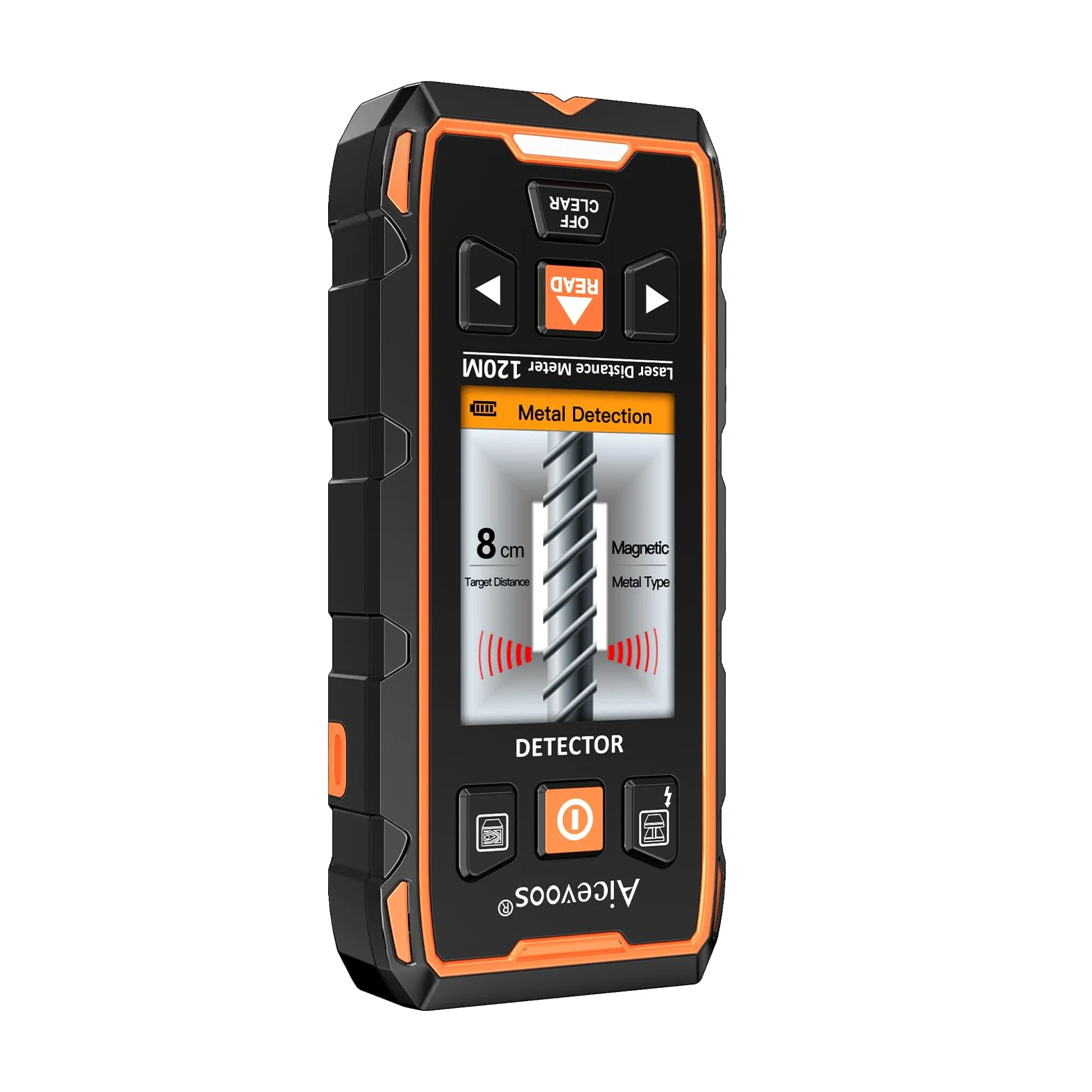 Rilevatore,120m Metro Laser 2 In 1, Scanner da Parete, Misuratore Laser, Rilevatore Tubi Metallici con Display LCD per Rilevare Metallo, Legno, Cavi Nel Muro e Magnetico O Non Magnetico