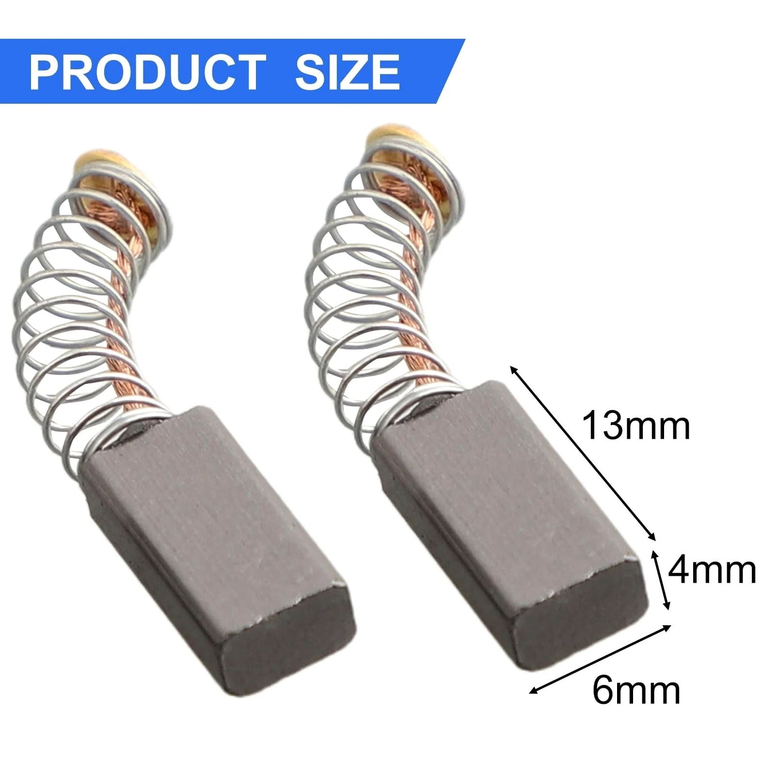 Spazzole di carbone per motore elettrico, 2 pezzi, 13 mm x 6 mm x 4 mm, parti di ricambio per utensili elettrici, seghe circolari, trapani, aspirapolvere, smerigliatrici angolari