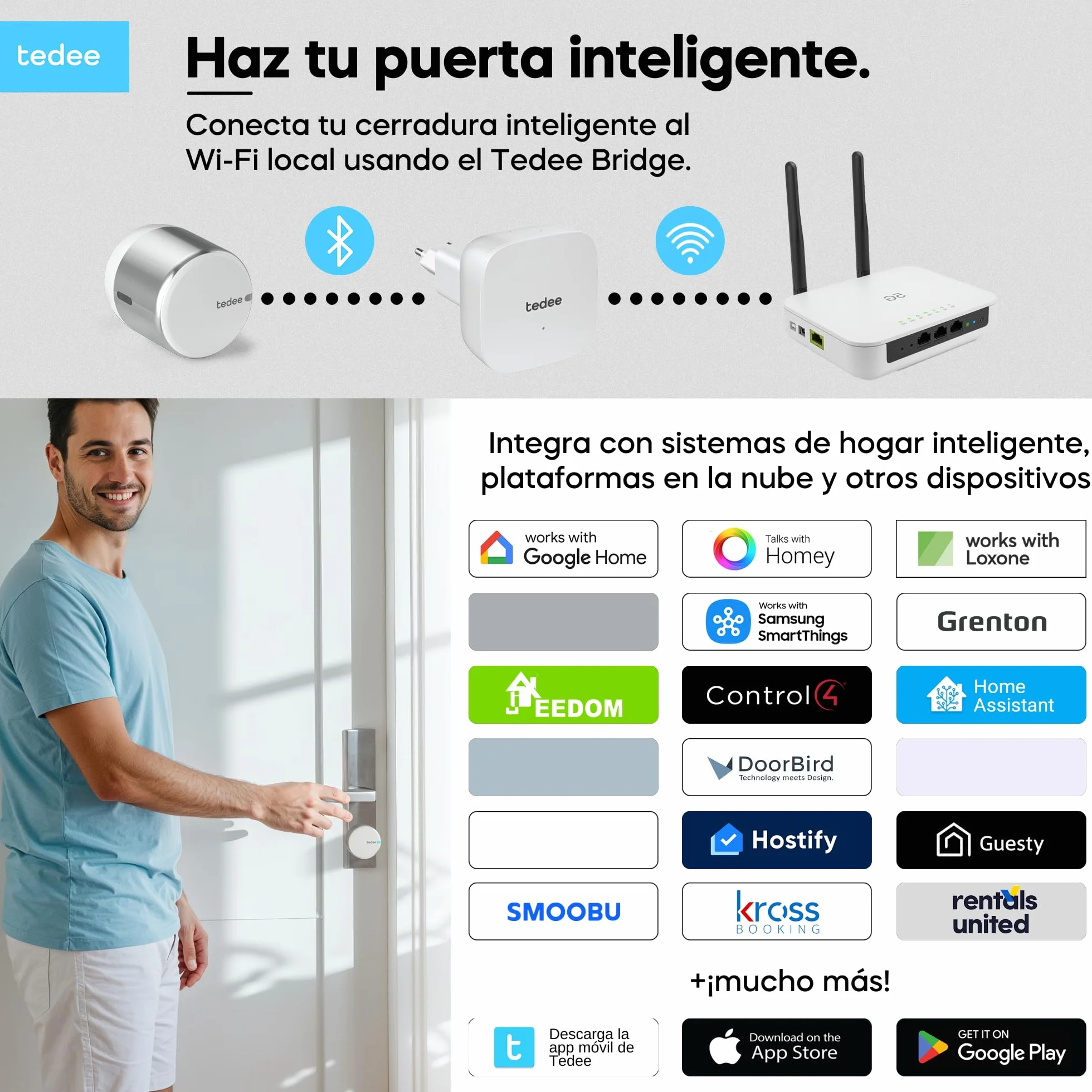 tedee GO2 Allu Serratura Smart con WiFi e tastierino biometrico per l'accesso remoto, Alexa Google Smart Home, Serratura intelligente con app e Bluetooth