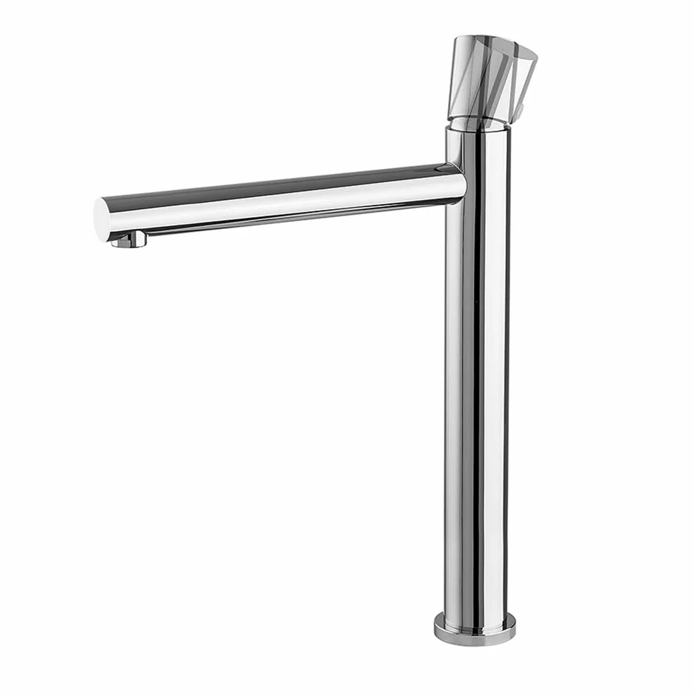 Set miscelatori lavabo alto e bidet cromo in acciaio inox, manopola rotante e indicatori per l’acqua, GEMINI