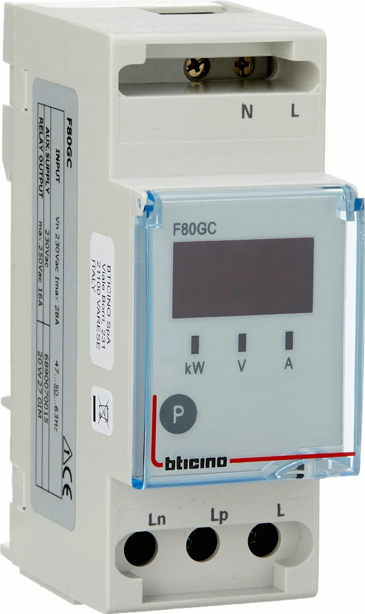BTicino F80GC Serie BTDIN Modulo Gestione Carichi Prioritari, Grigio