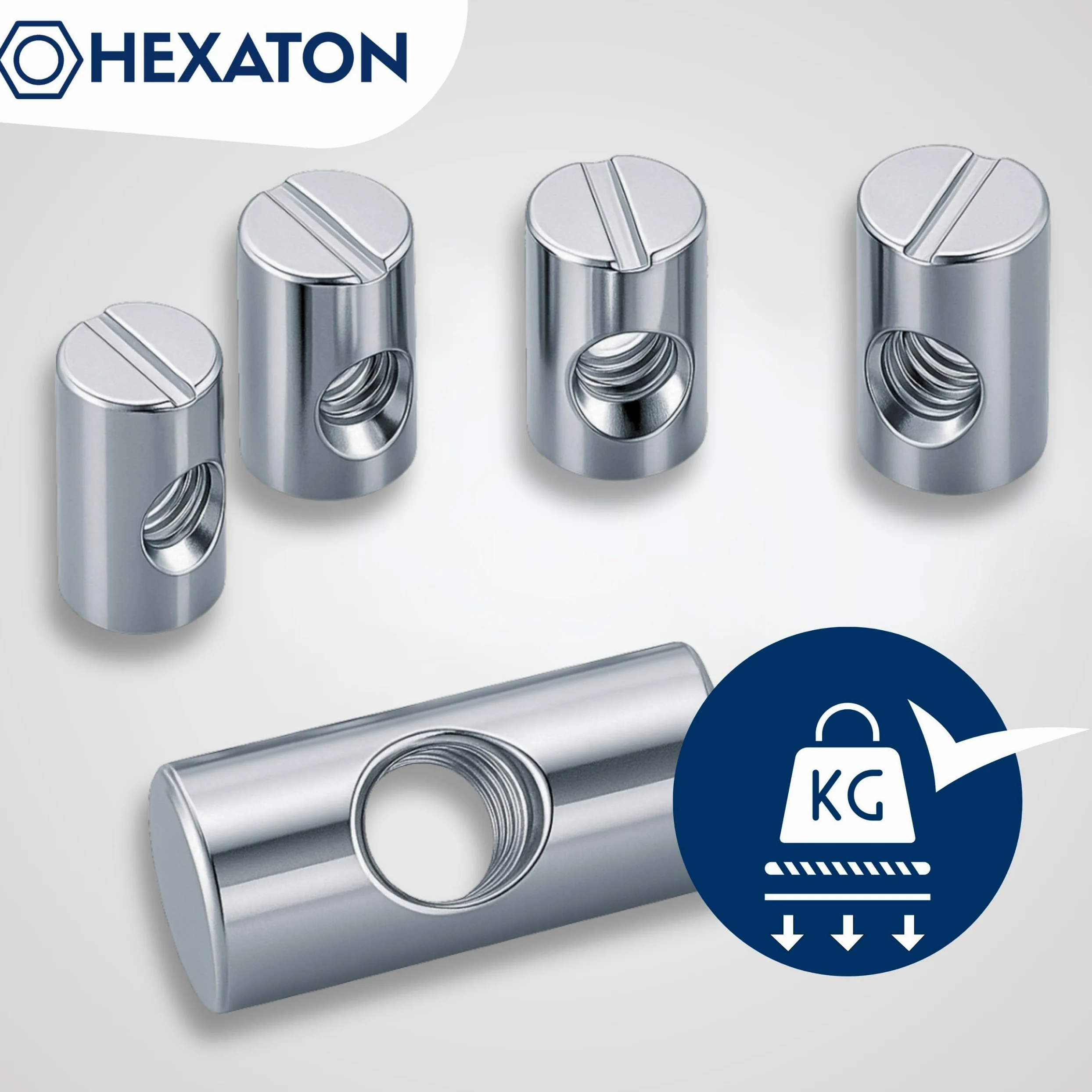 HEXATON Croce Tasselli Barrel Dadi Filettatura Dadi Cilindrici Simmetrici - M6 x 10 x 30 mm - 100 Pezzi - Acciaio Zincato Bianco