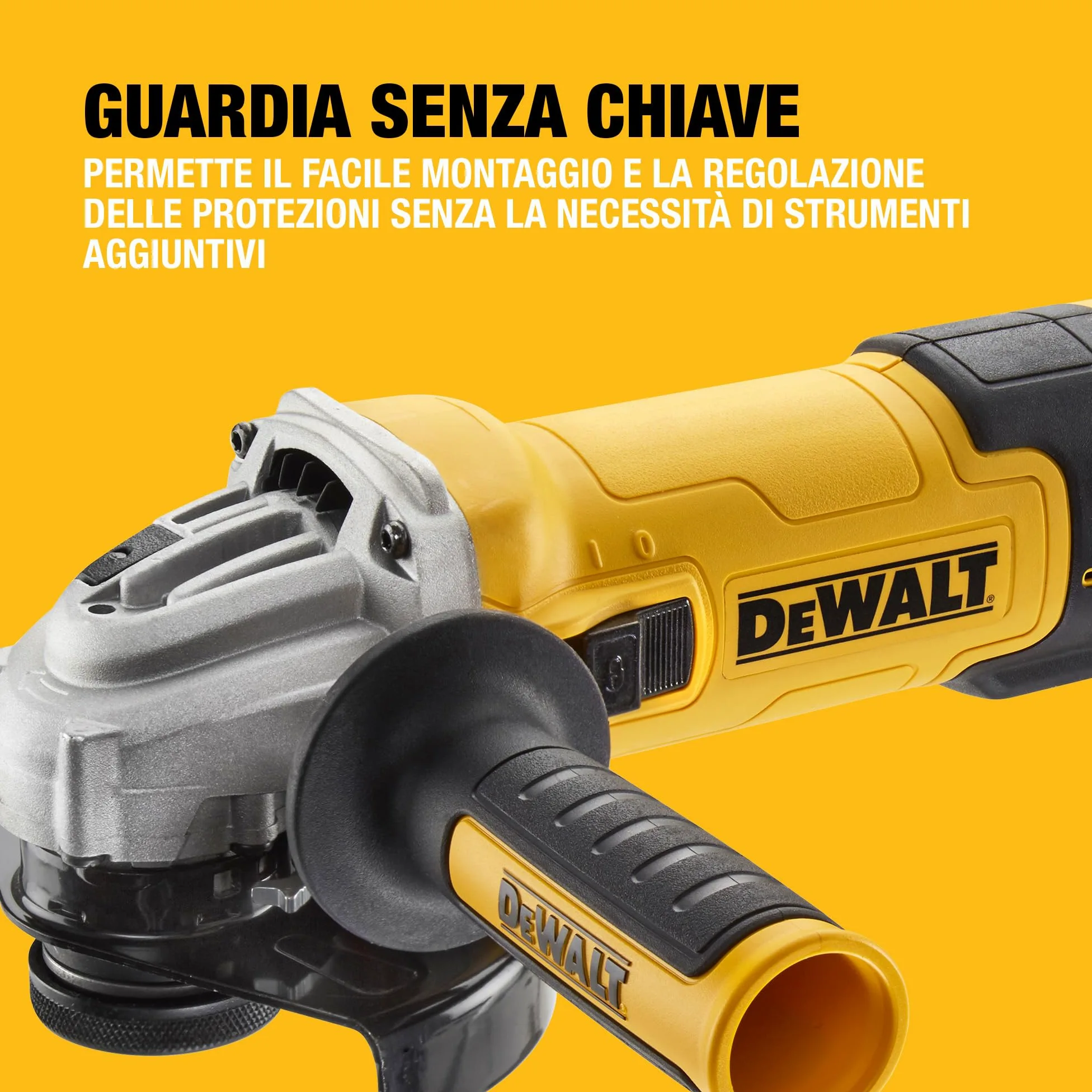 DEWALT 1500W 125mm Smerigliatrice Angolare a Velocità Variabile con Interruttore No-Volt - Kit di Levigatura, DWE4257KT-QS