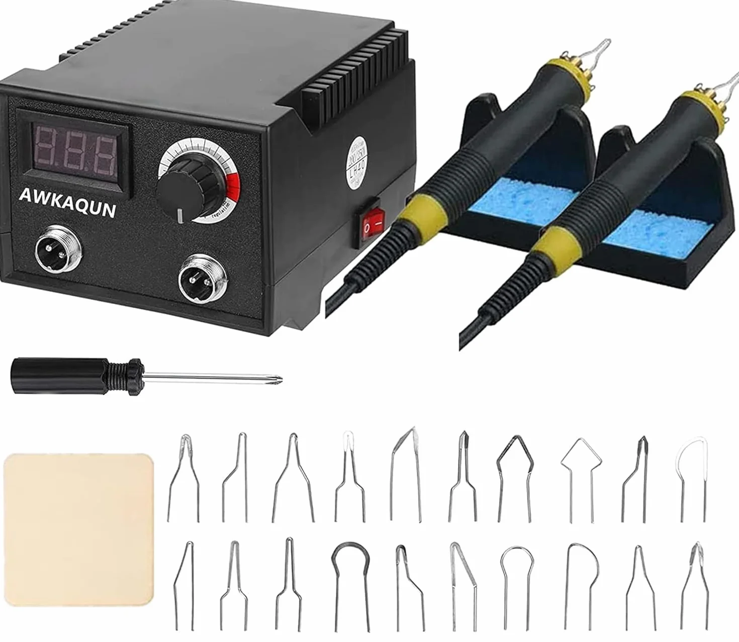100W Macchina per pirografia, Temperatura Regolabile da 0 °C a 750 °C pirografo, Display Digitale con 20 Teste di Penna, Pirografo Professionale per legno, zucca, cuoio, incisione, ecc