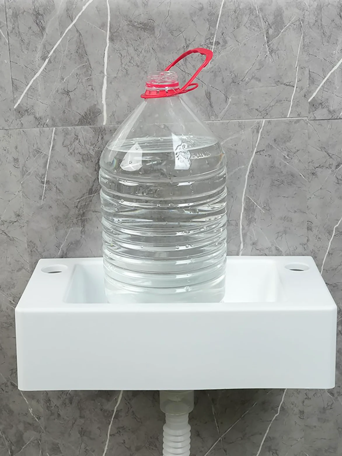Piccolo lavabo in plastica per montaggio a parete per roulotte, camper, WC ospiti, bagno, 40 x 20 x 11 cm, bianco, ideale per campeggio, giardino, cantieri, con scarichi da 75 cm