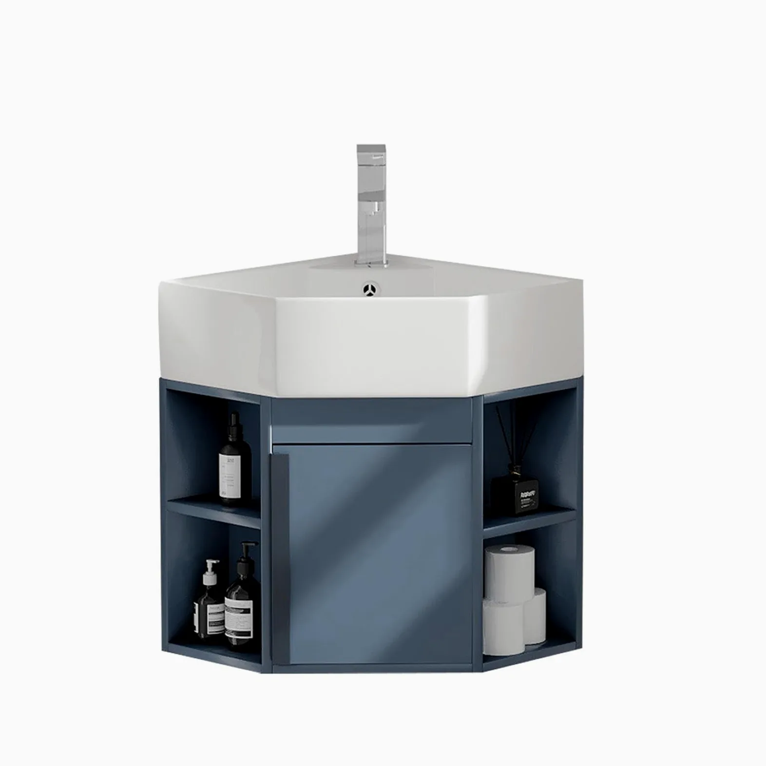 Lavandini Ad Angolo Per Bagno, Lavabo Ad Angolo Su Piedistallo, Mobile Da Bagno Con Rubinetto E Scarico, Set Di Mobili A Parete Per Piccoli Spazi, Per Piccoli Spazi, Mobiletto Sospeso A Parete ( Color