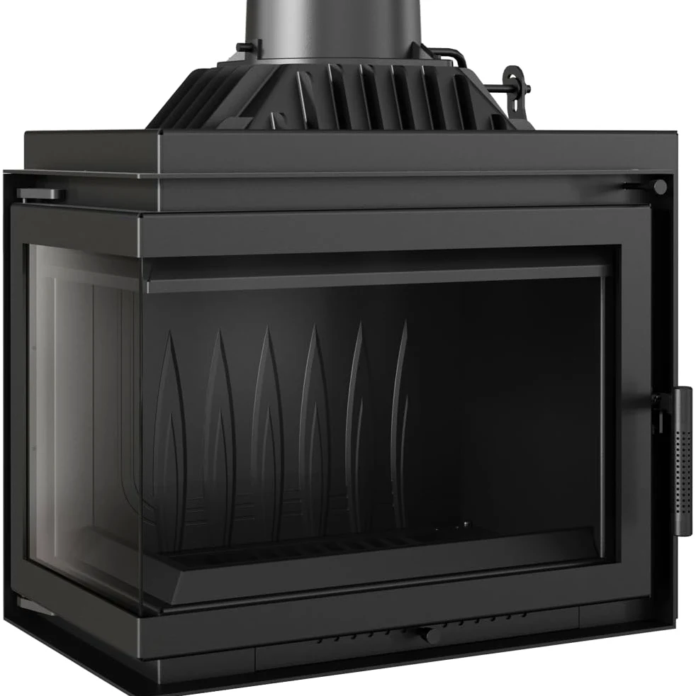 KRATKI SIMPLE Camino a legna 8 kW Ø 150 in ghisa con inserto per presa d'aria - stufa a legna Conforme BImSchV 2, Efficienza termica 80% - Inserto per camino riscalda a 100 m², apertura a sinistra