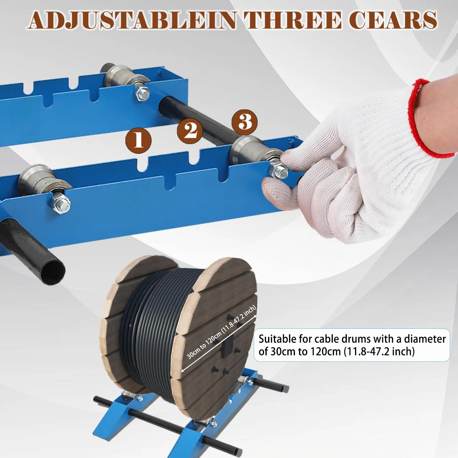 Dispensatore di Cavi in Acciaio ad Alta Resistenza, Supporto Rotante 2000 kg Classe Industriale, Svolgitore per Bobine Ø30-120cm, Portabobine Con Rullo Regolabile A 3 Livelli
