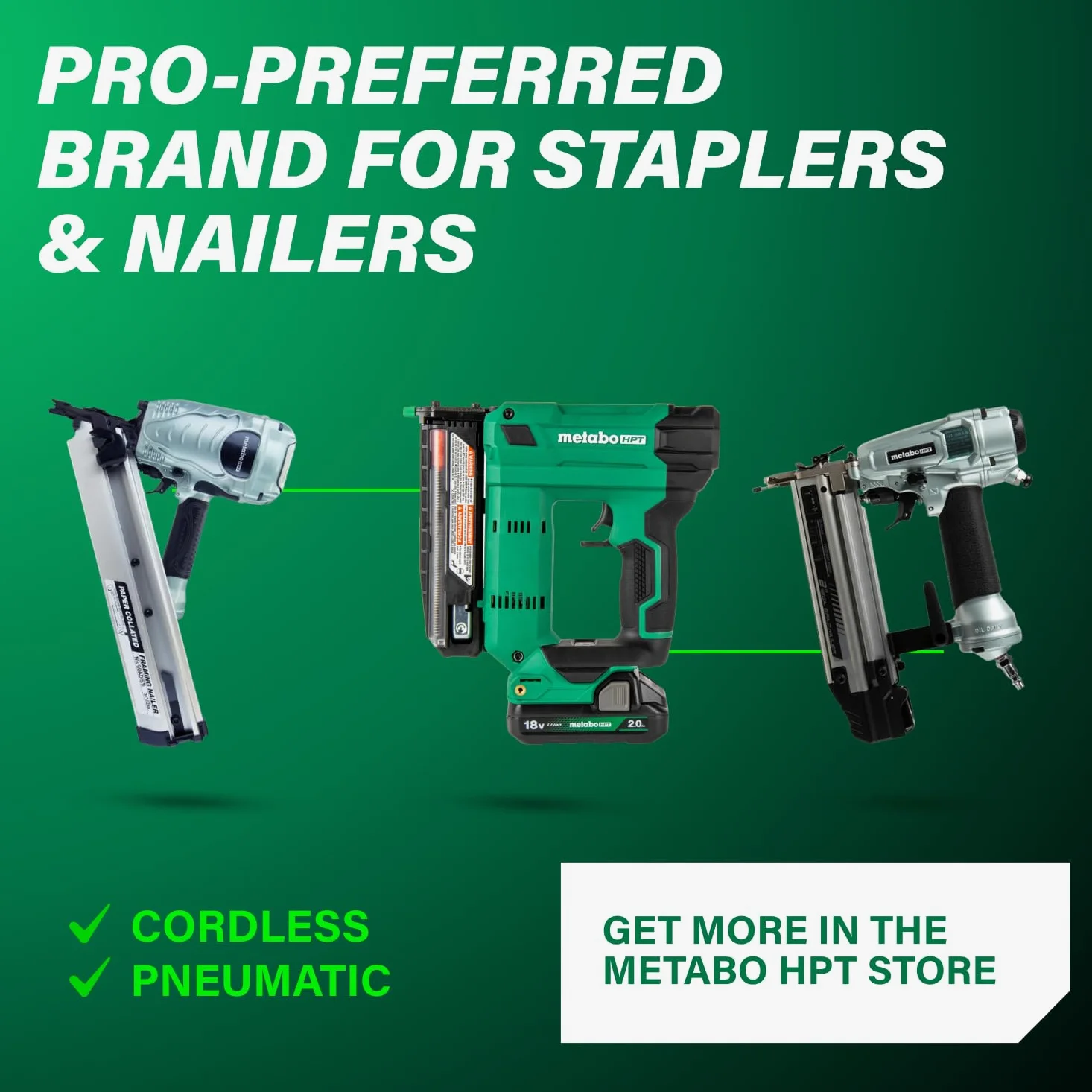 Metabo HPT Kit chiodatrice a spillo, calibro 23, chiodi da 5/8" a 1-3/8", senza punta mar, 2, regolazione della profondità, garanzia 5 anni (NP35A)
