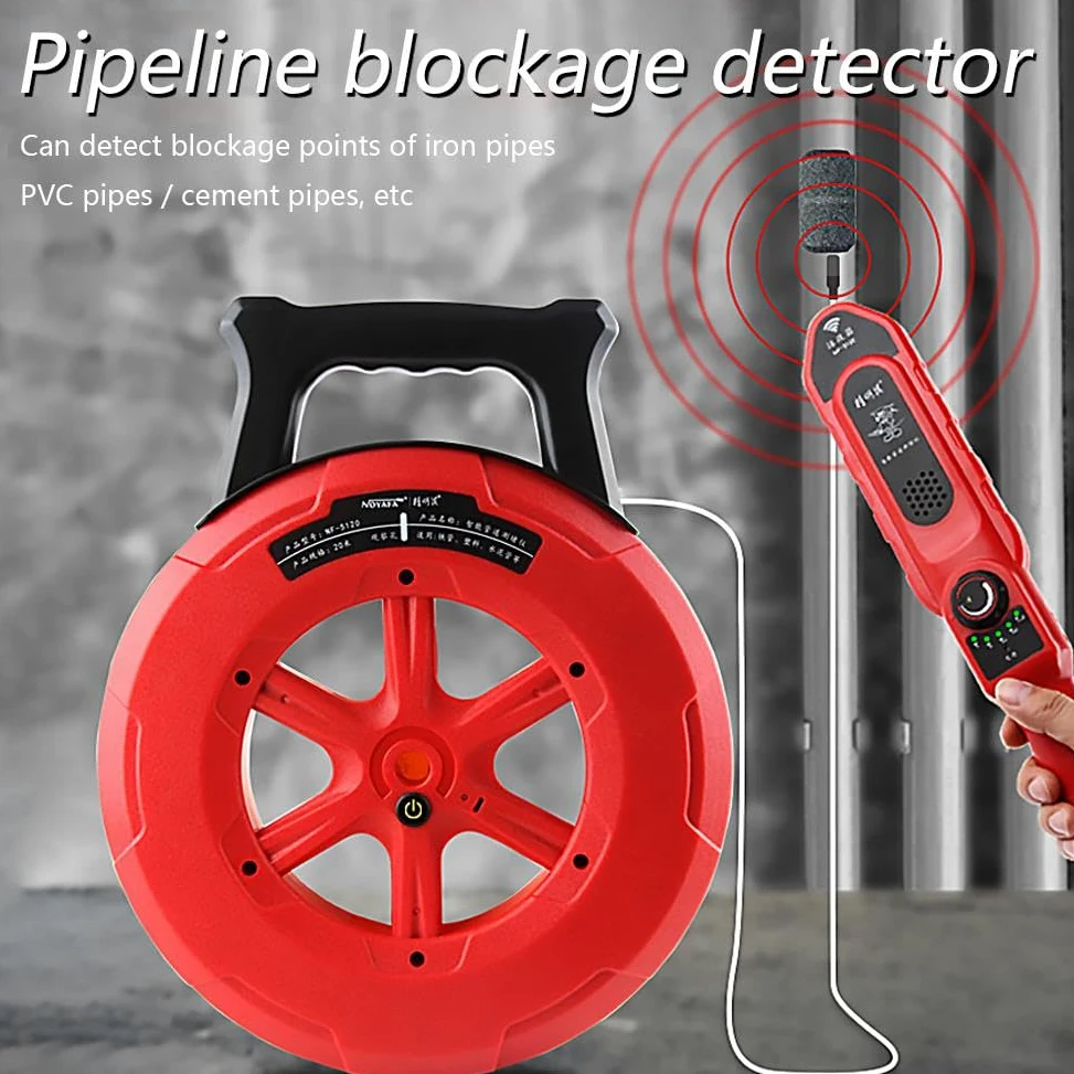 Rilevatore di ostruzione dei tubi sotterranei, localizzatore di fognature da 39,6 m con 7 sonde, scanner da parete impermeabile per tubi in PVC e metallo, strumento idraulico professionale per