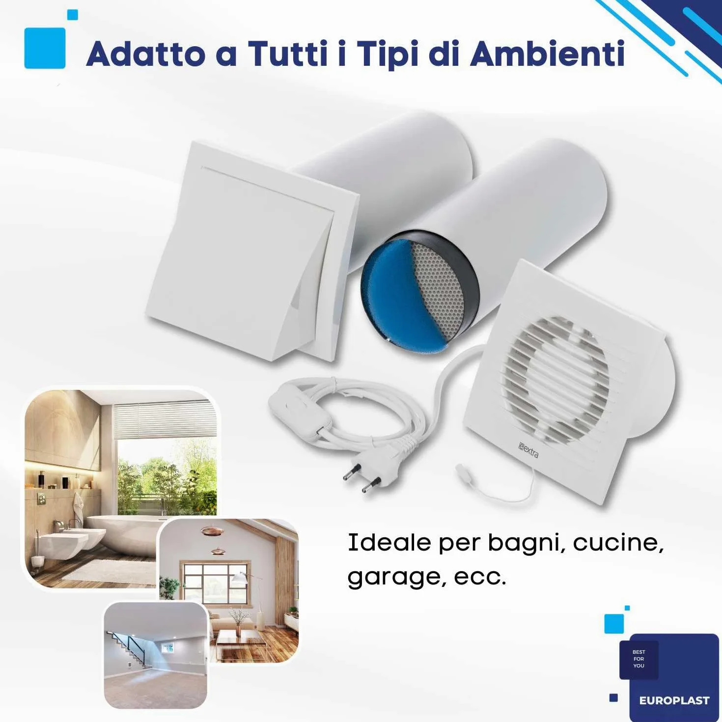 EUROPLAST Ø 100mm VMC Doppio Flusso Recupero Calore - VMC Recuperatore di Calore - Ventilazione Meccanica Controllata - Ventola Ricambio Aria - La Ventilazione Efficiente