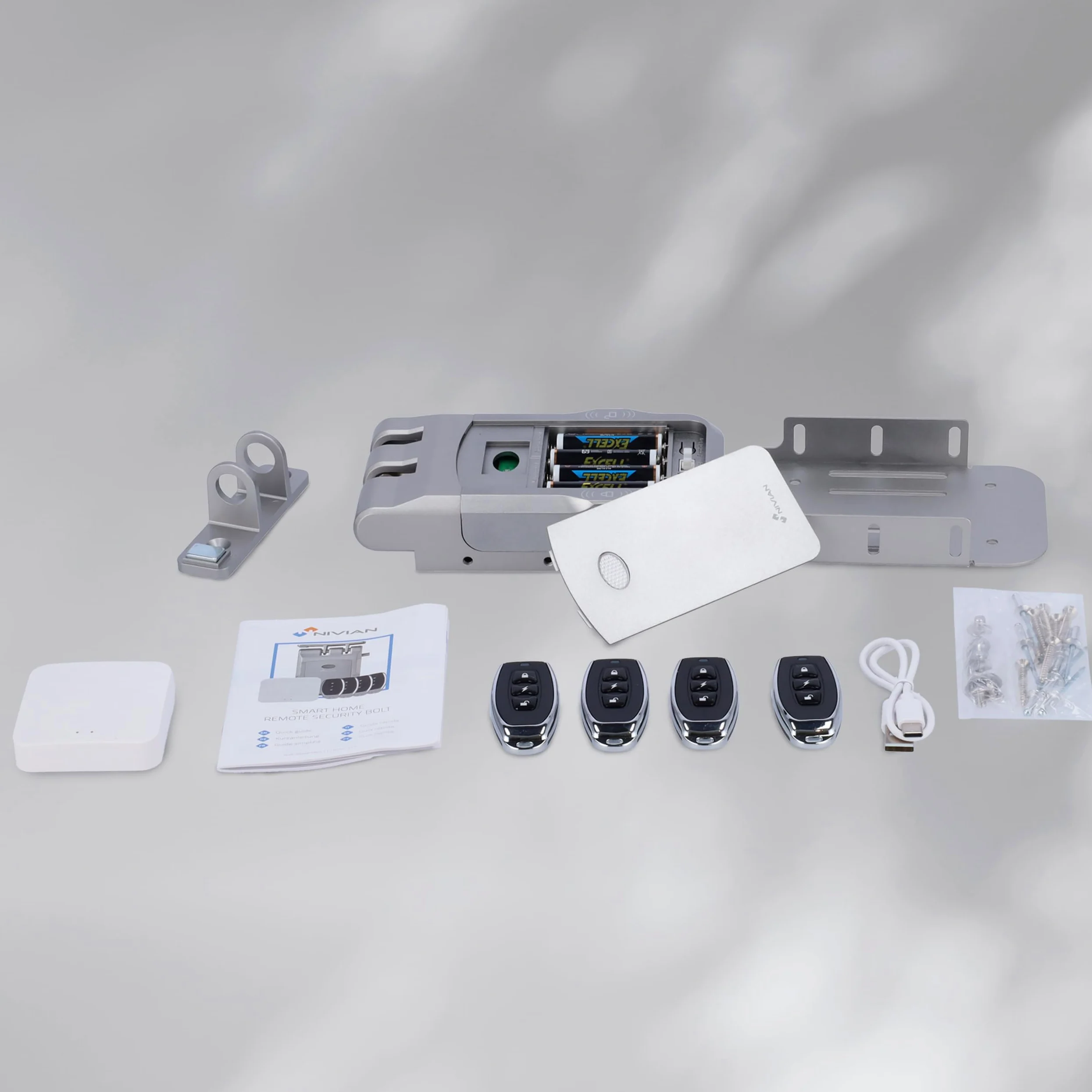 NIVIAN Serratura Invisibile Intelligente WiFi – Chiavistello Elettronico con App e Telecomandi, Doppio Motore Antivandalo, Apertura da Interno ed Esterno