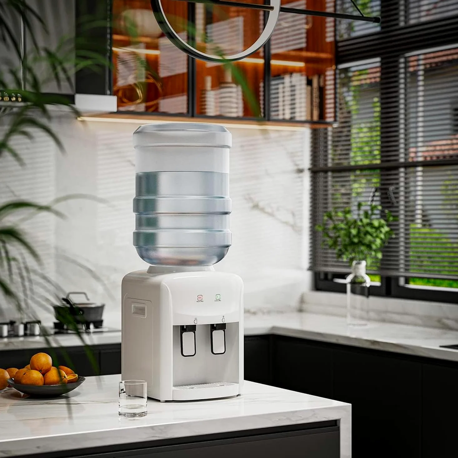 Avilia Erogatore d'Acqua Elettrico - Distributore Acqua a 2 Temperature con Riscaldamento 500W, 0.5L, e Raffreddamento 70W, 1.5L, in ABS e Acciaio Inox, 29x38x28cm