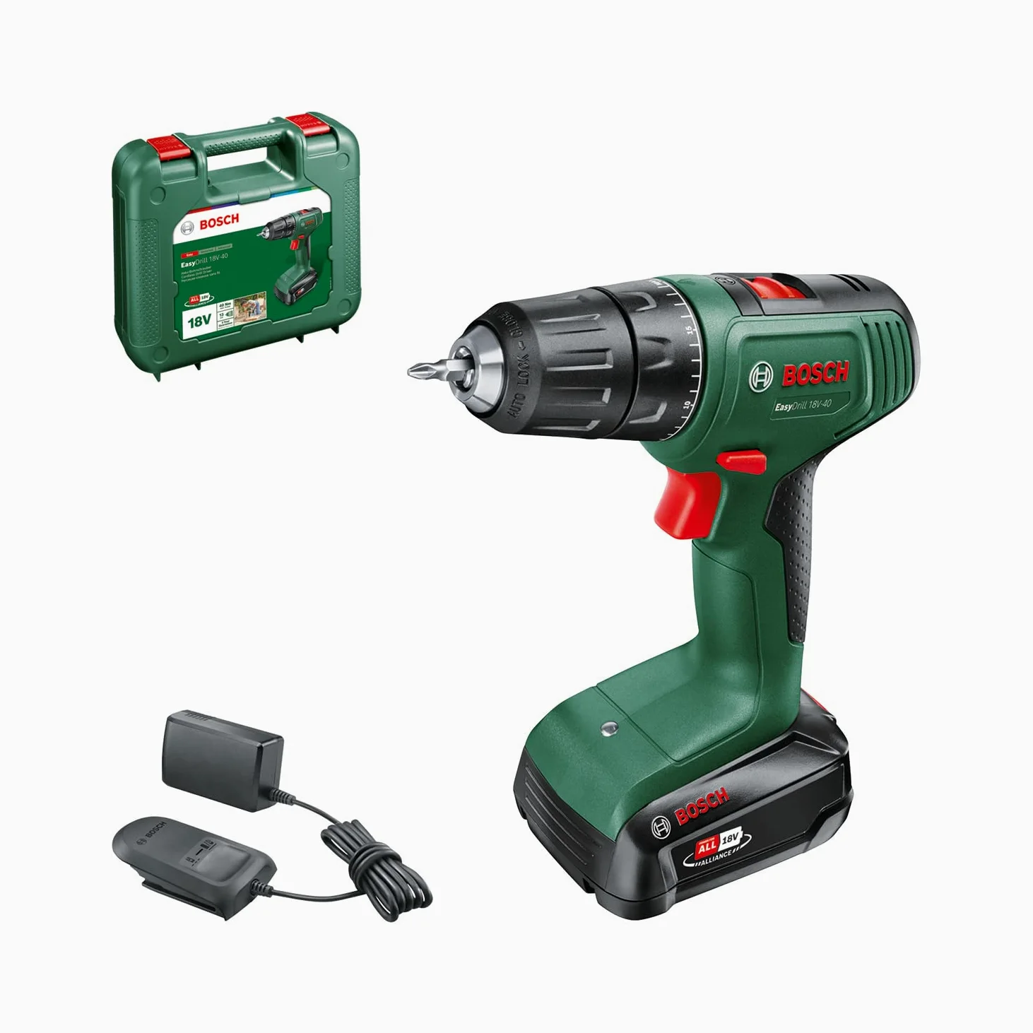 Bosch Home and Garden 06039D8004 Bosch Trapano Avvitatore EasyDrill 18V-40 (1 Batteria da 2,0 Ah, Sistema 18 Volt, in Custodia per Il Trasporto). 1/2"