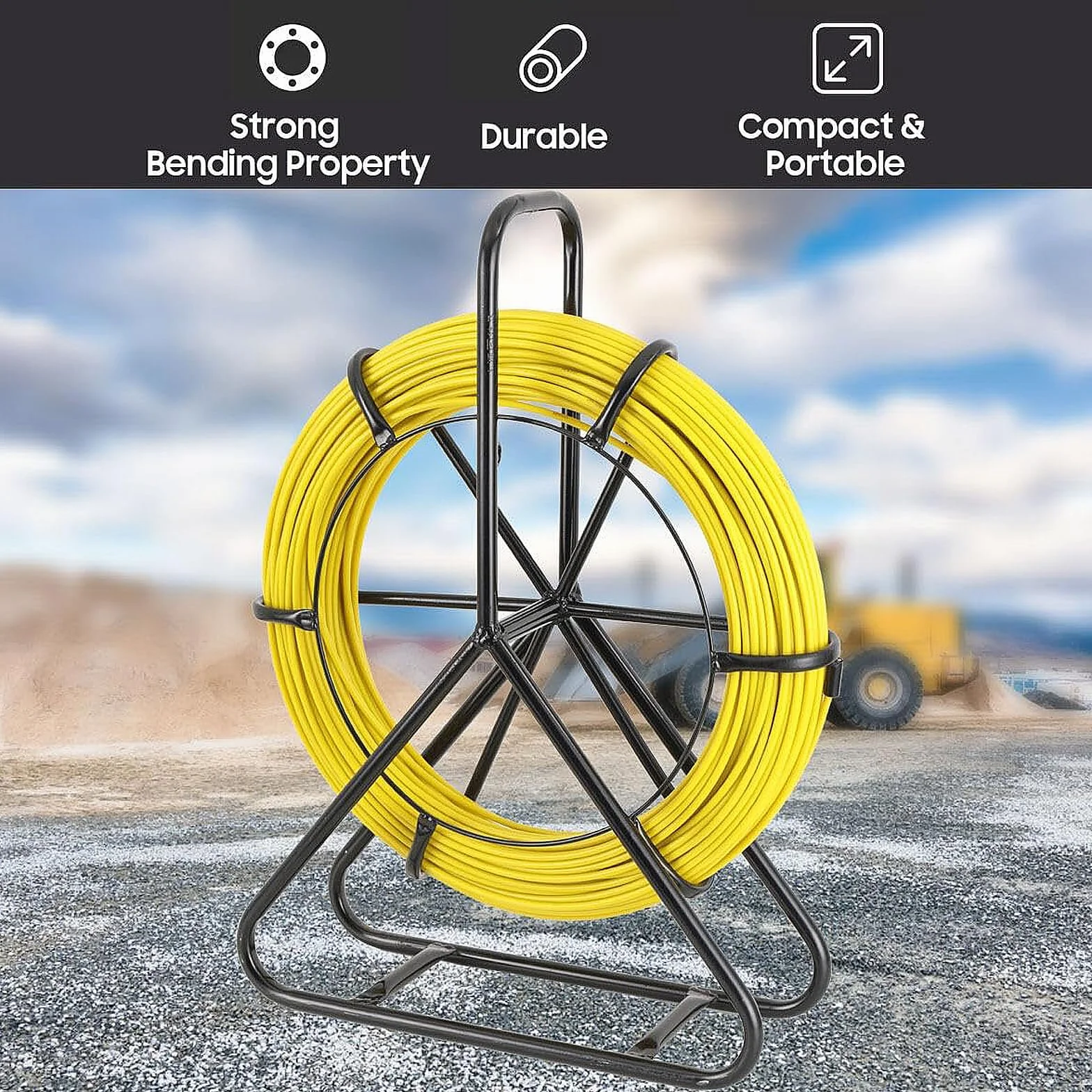 6mm x 100m Sonda Passacavi in Fibra di Vetro, Strumento per l'Installazione di Cavi Elettrici in Fibra di Vetro, Infilatore per Cavi per Condutture