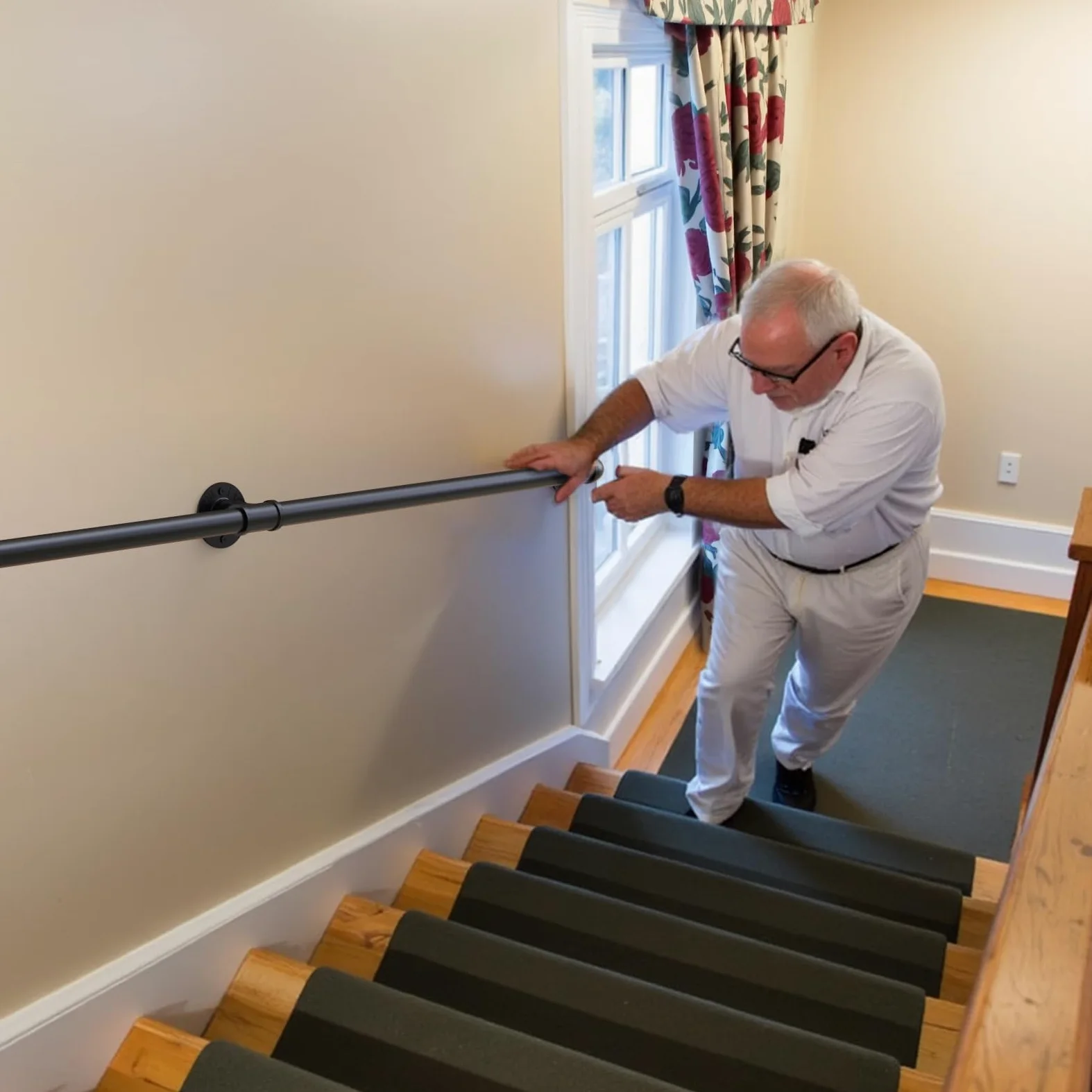 Corrimano della Scala del Tubo del Ferro battuto di Stile Industriale, corrimano Antiscivolo della Scala, Dimensione Personalizzabile, 240 cm
